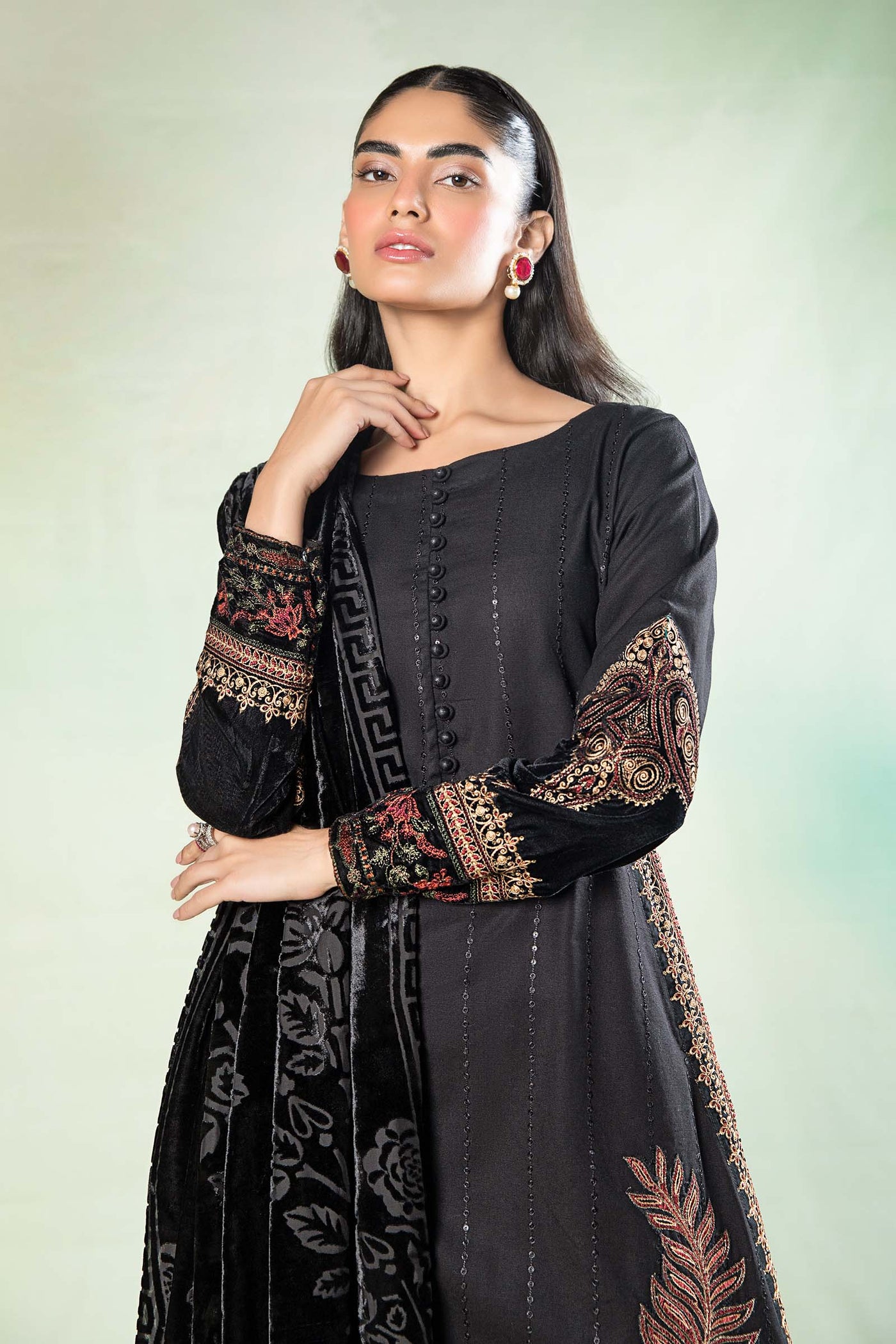Plain Chiffon Dupatta with Trimmings