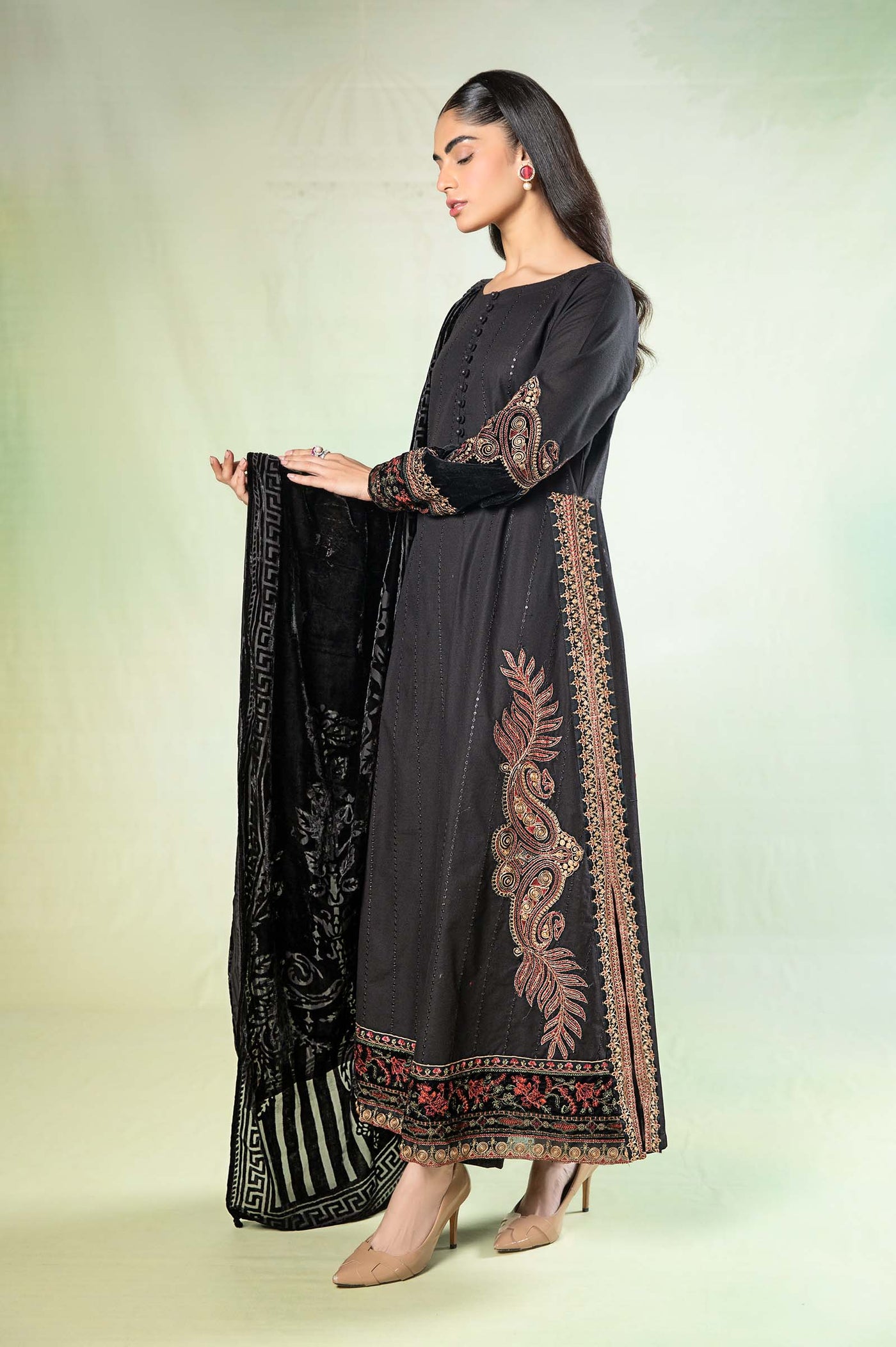Plain Chiffon Dupatta with Trimmings
