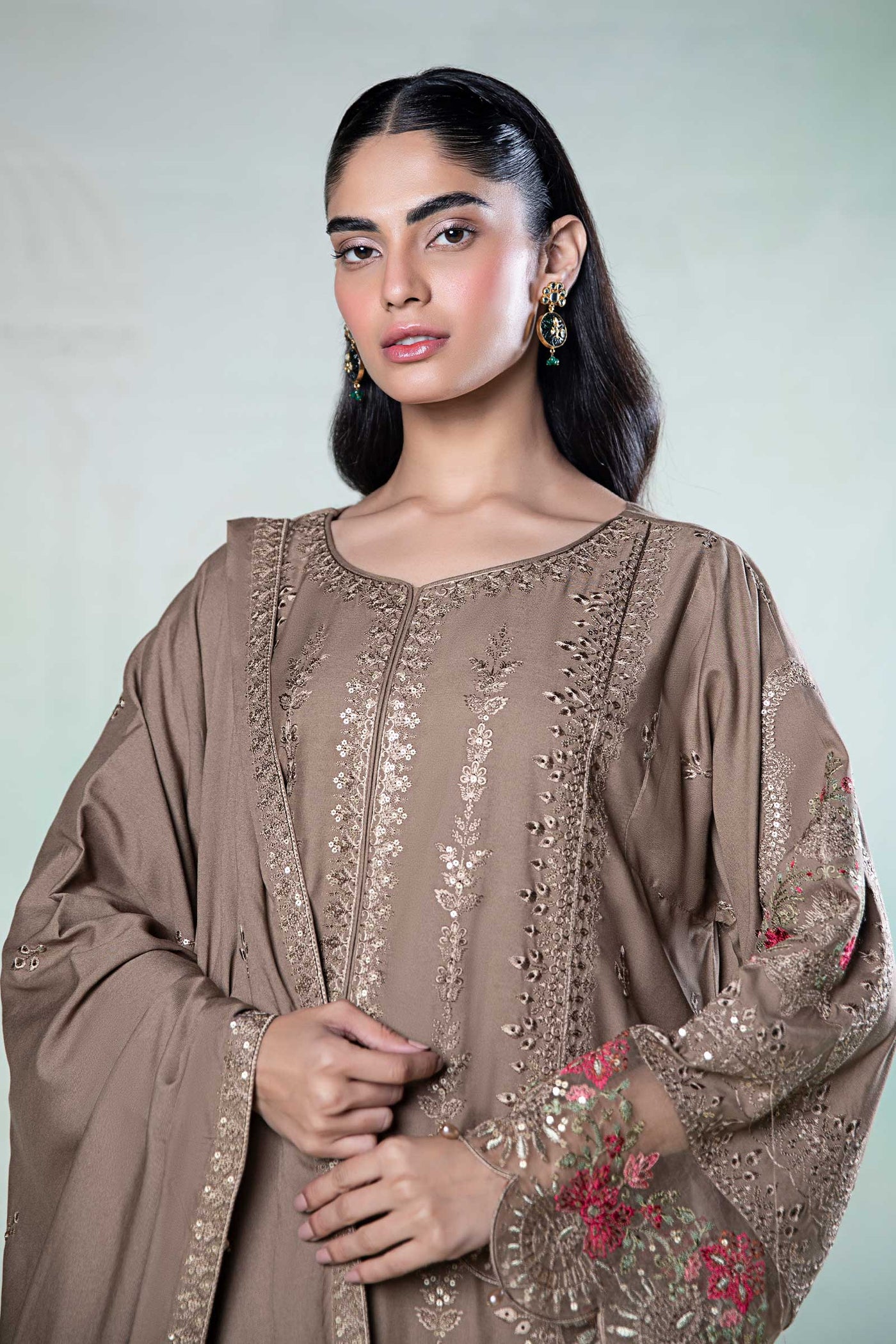 3 Piece Embroidered Linen Suit