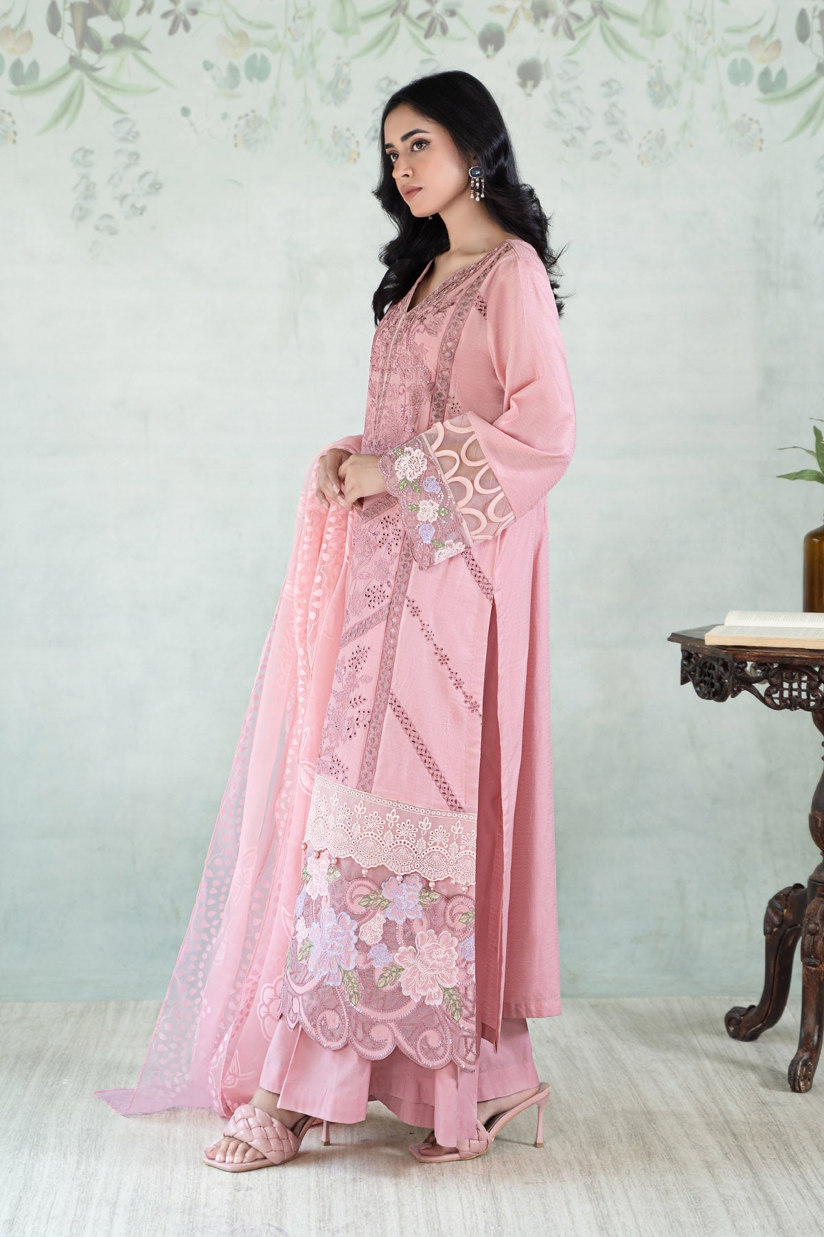 3 Piece Embroidered Dobby Lawn Suit