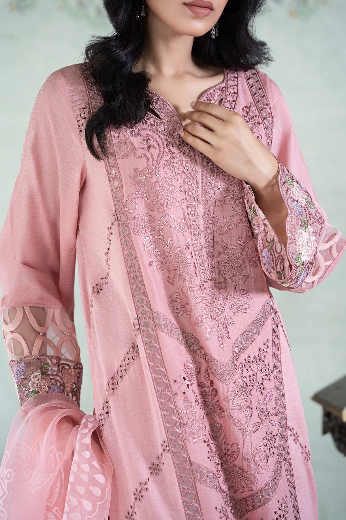 3 Piece Embroidered Dobby Lawn Suit