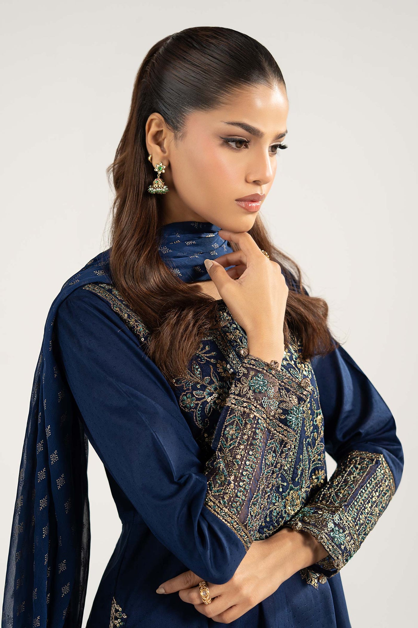 3 Piece Embroidered Dobby Lawn Suit