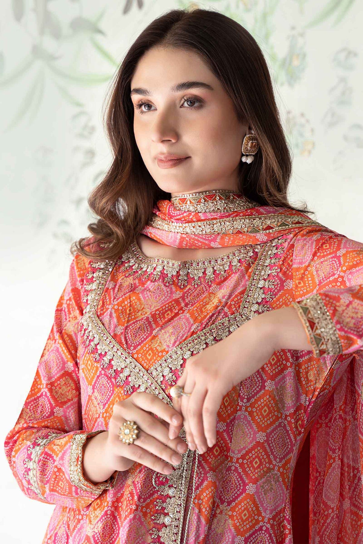 3 Piece Printed Jacquard Broshia Suit