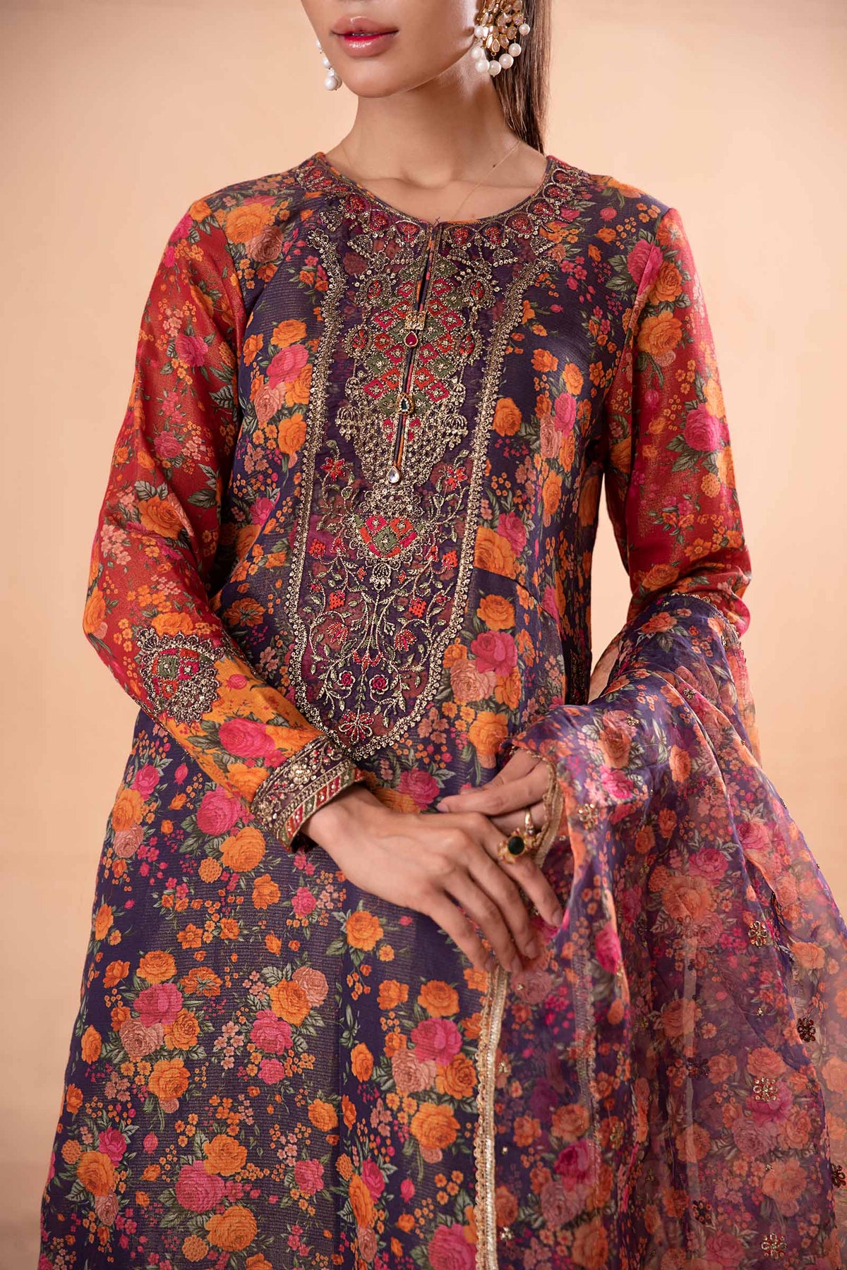 3 Piece Printed Cotton Masoori Suit
