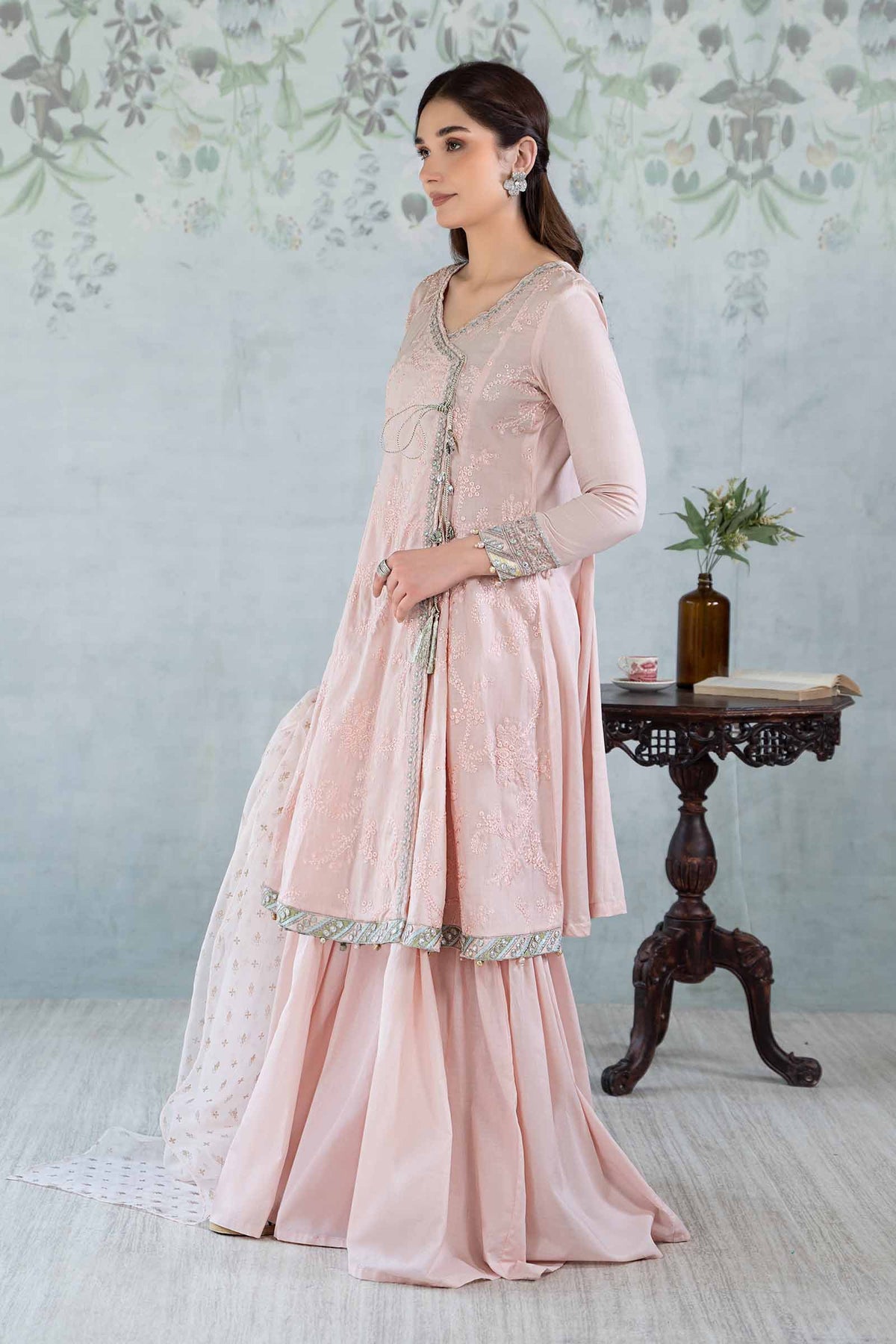 3 Piece Embroidered Net Suit