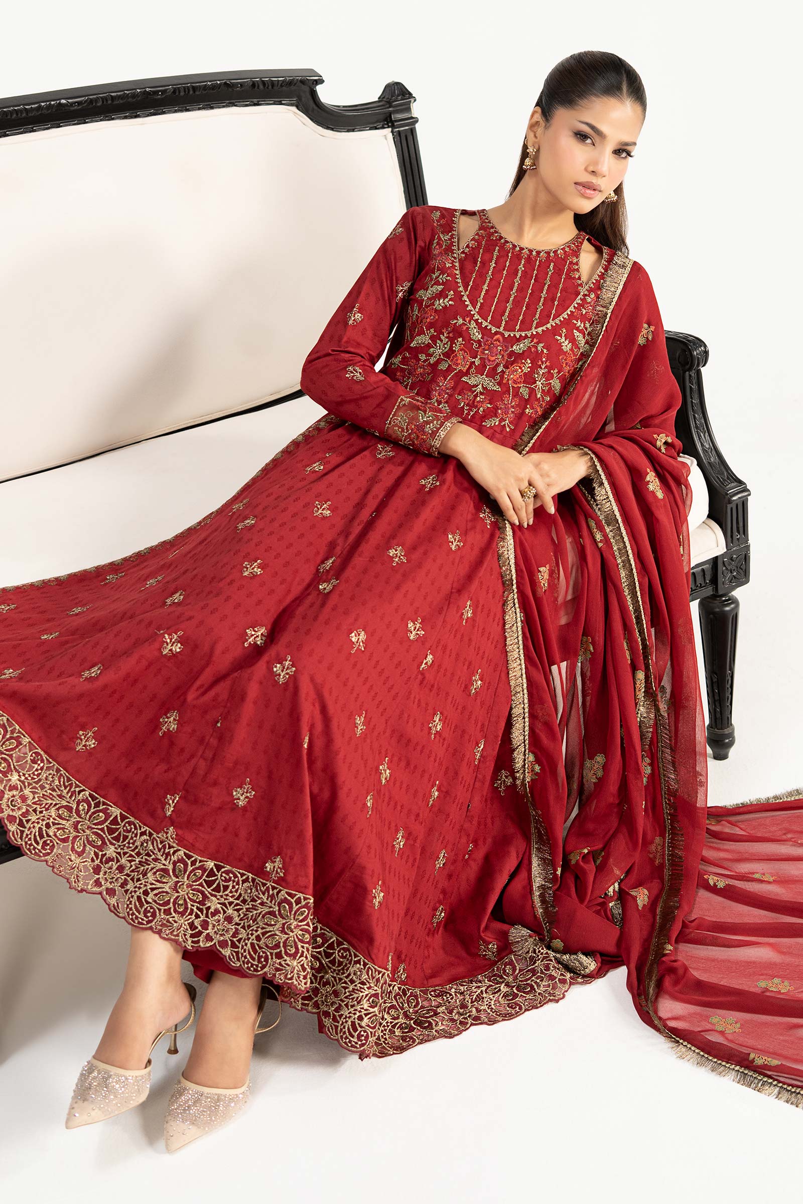 3 Piece Embroidered Dobby Lawn Suit