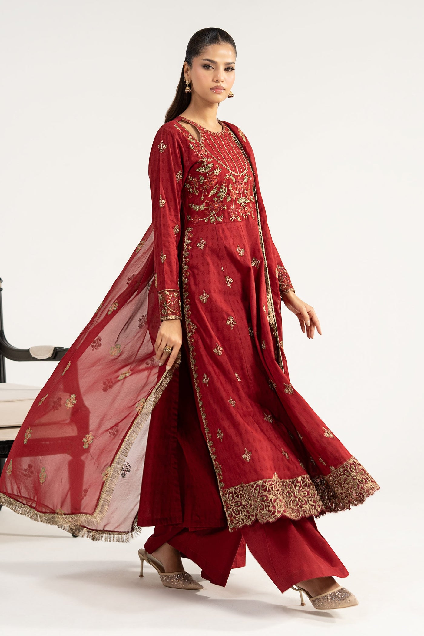 3 Piece Embroidered Dobby Lawn Suit