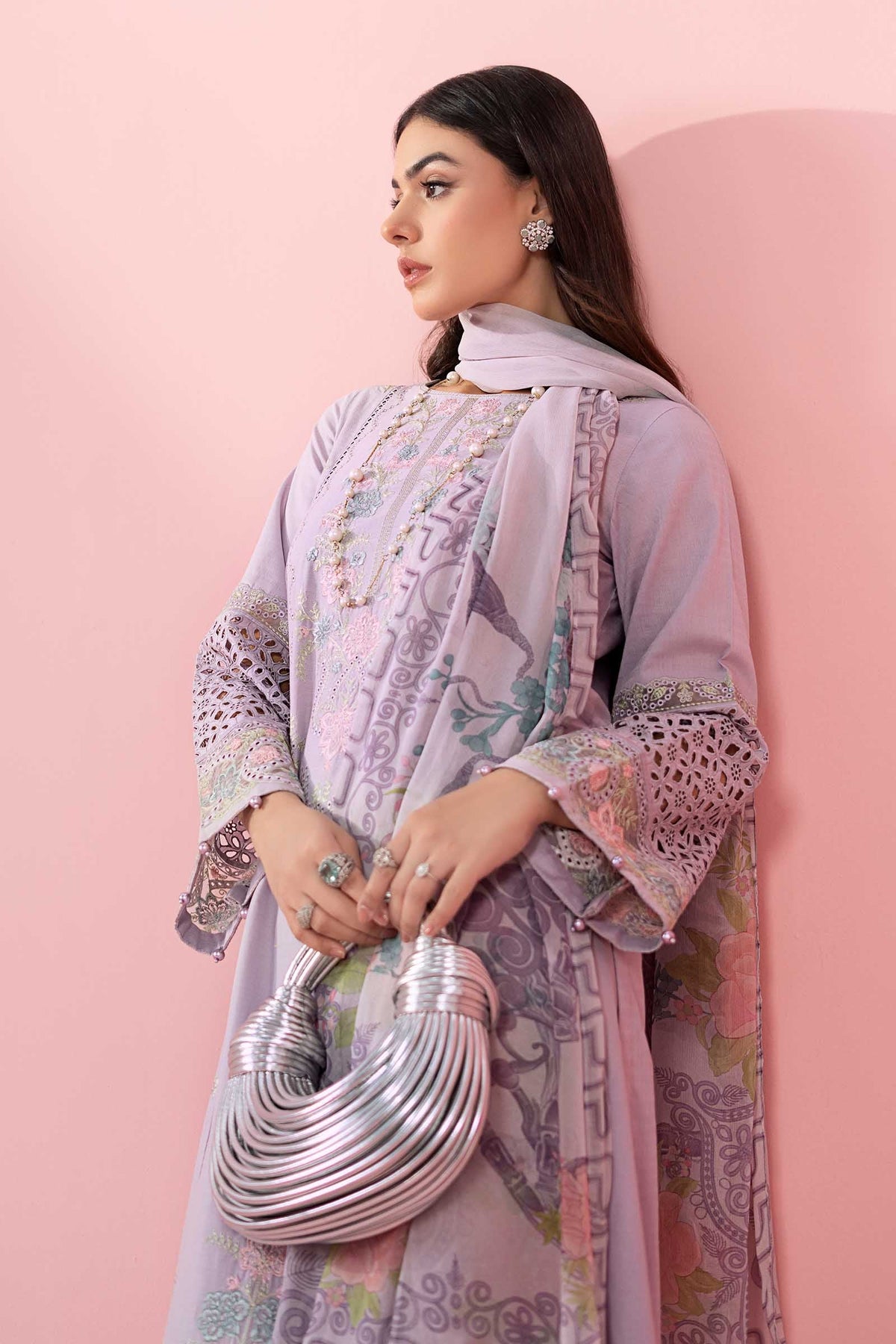 3 Piece Embroidered Dobby Suit