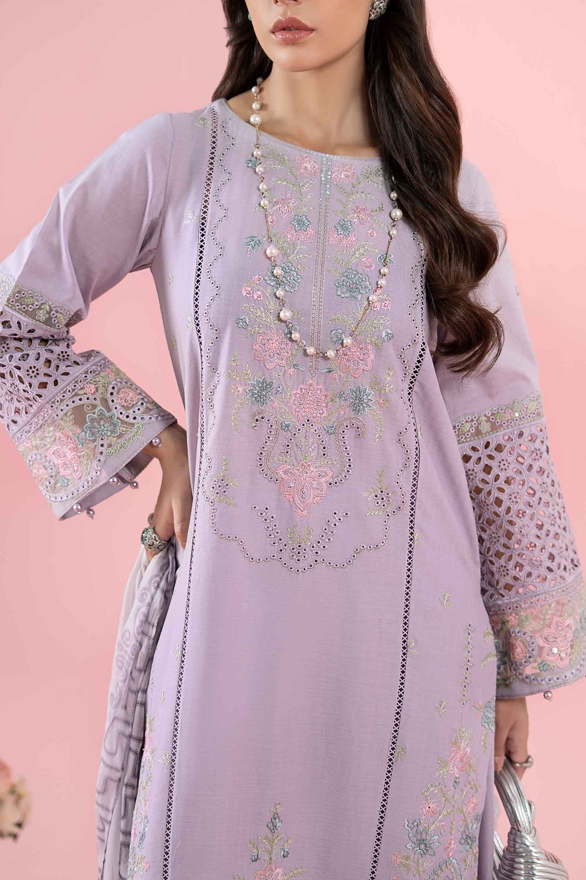 3 Piece Embroidered Dobby Suit