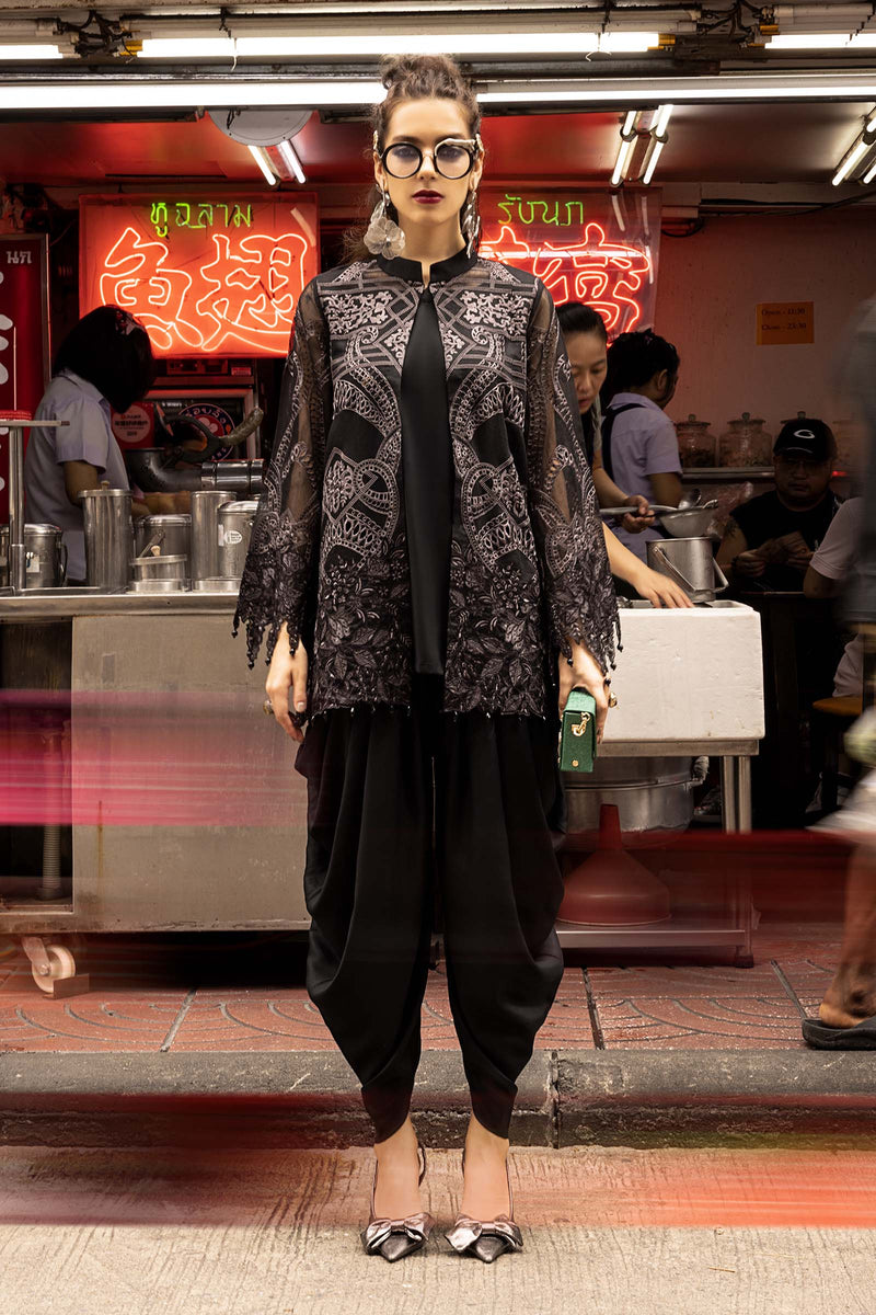2 Piece Embroidered Cotton Net Suit