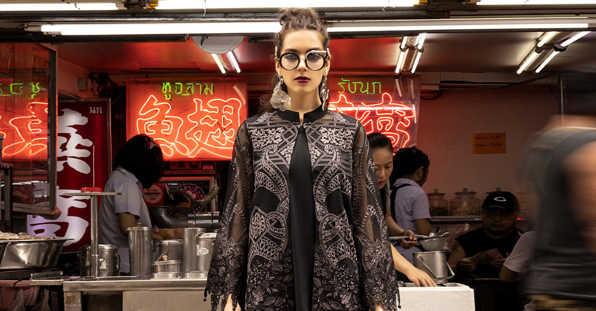 2 Piece Embroidered Cotton Net Suit