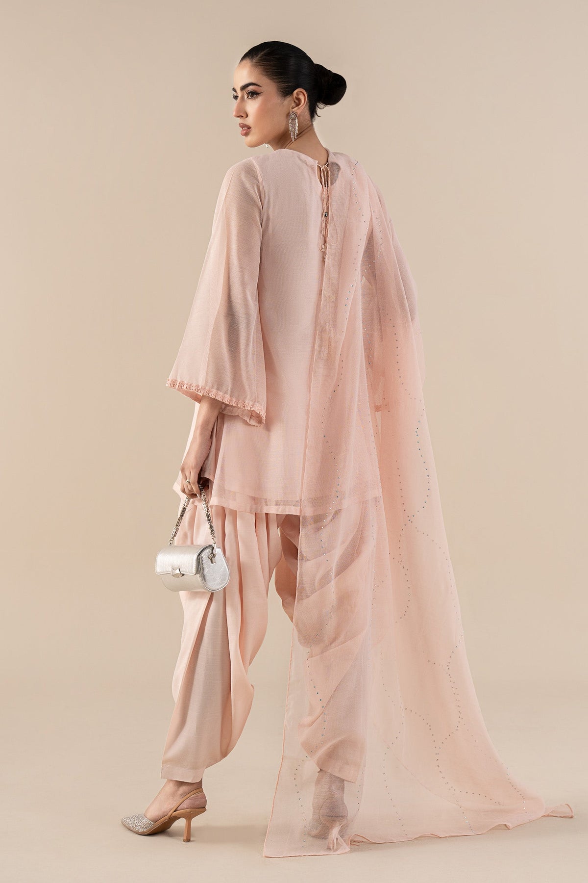3 Piece Embellished Cotton Net Suit - DWA2519-ESM-PNK
