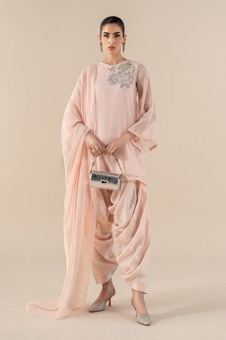 3 Piece Embellished Cotton Net Suit