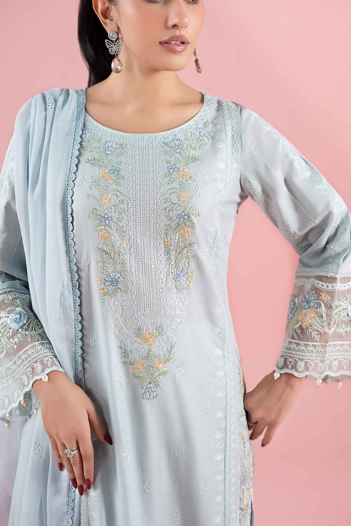 3 Piece Embroidered Dobby Suit