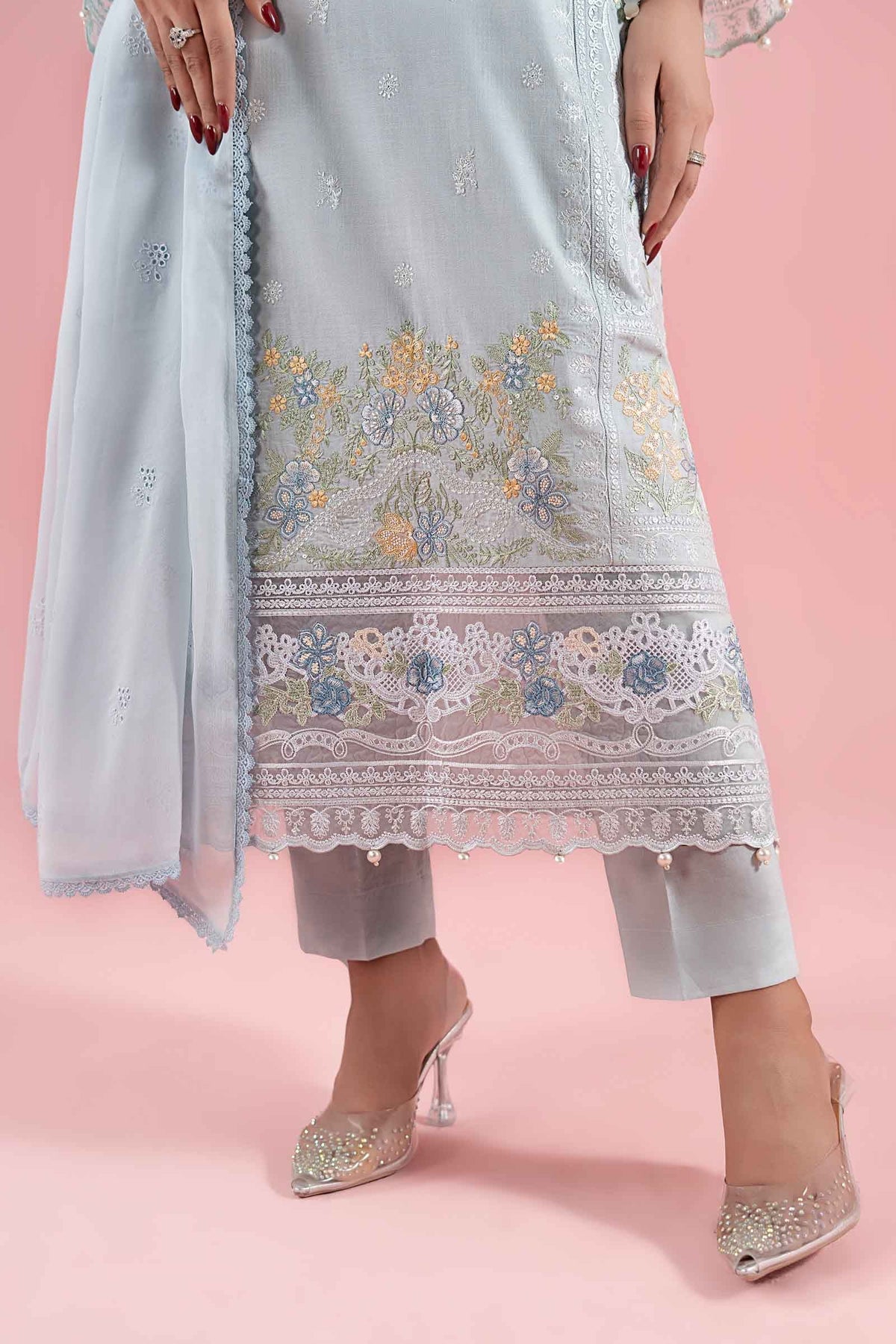 3 Piece Embroidered Dobby Suit