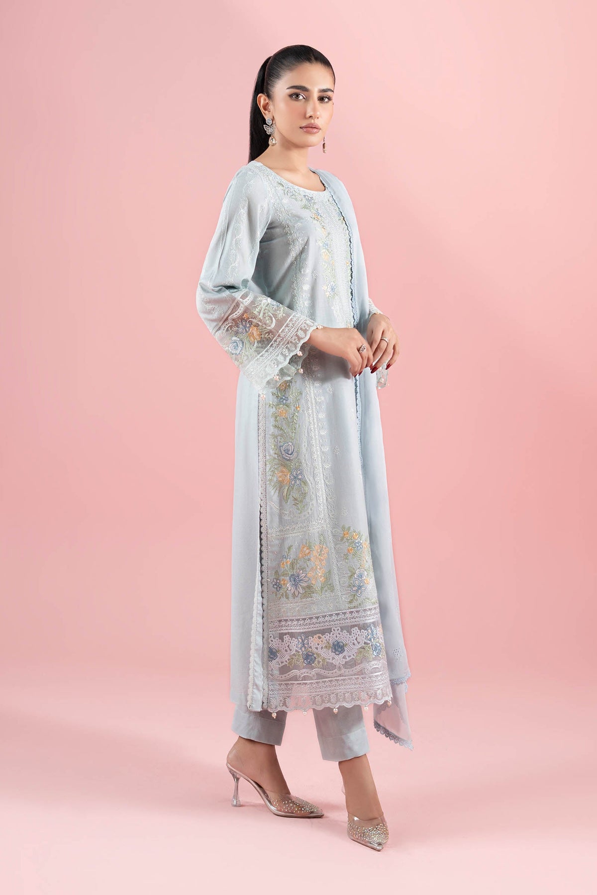 3 Piece Embroidered Dobby Suit
