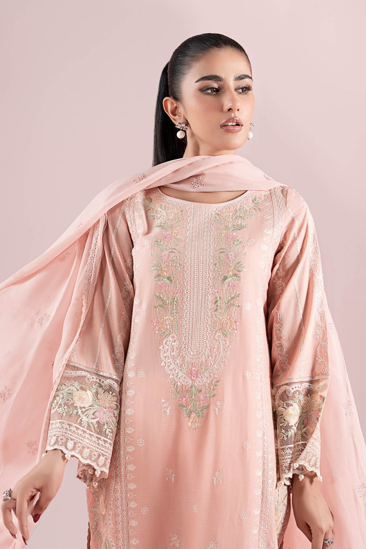 3 Piece Embroidered Dobby Suit