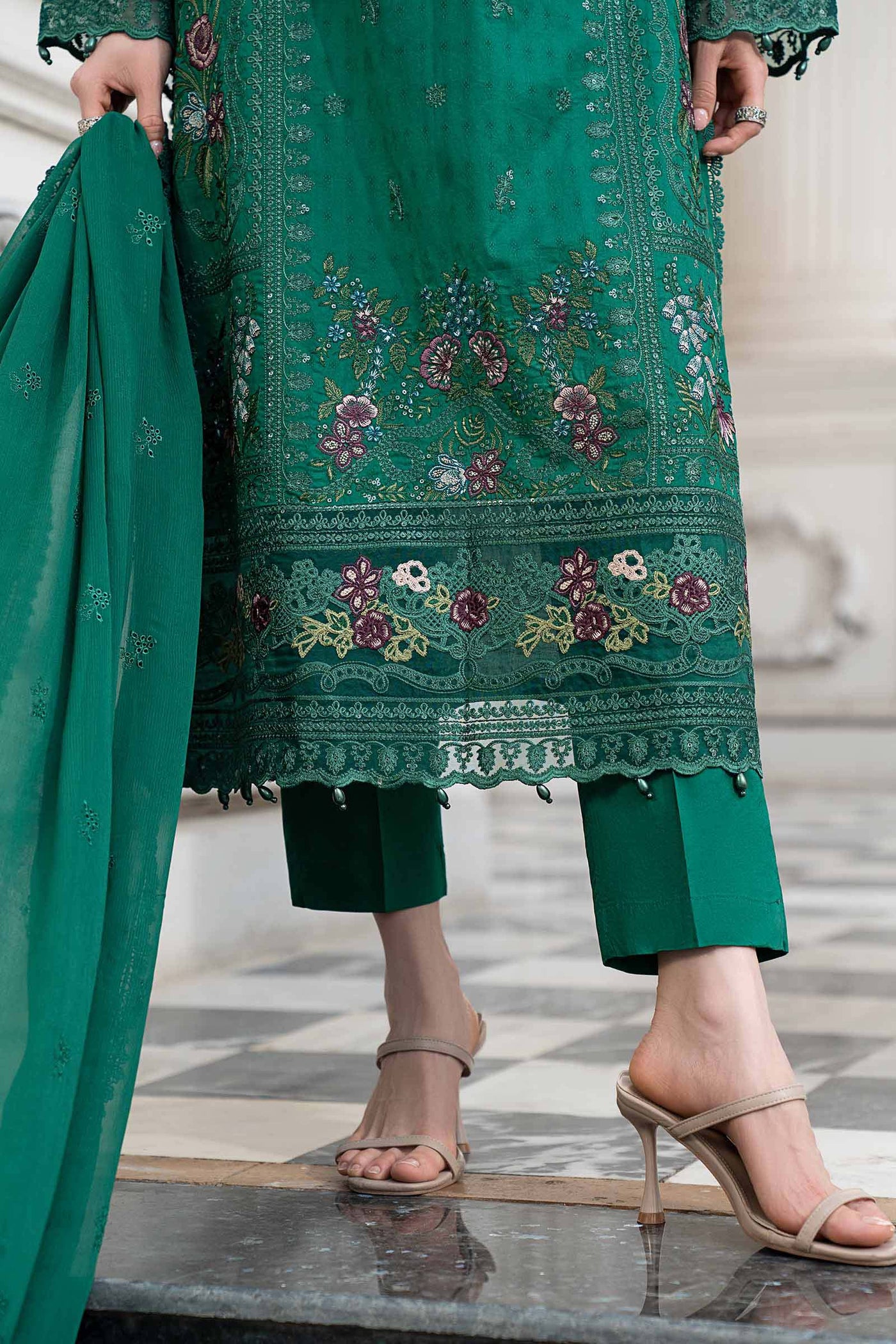 3 Piece Embroidered Dobby Lawn Suit