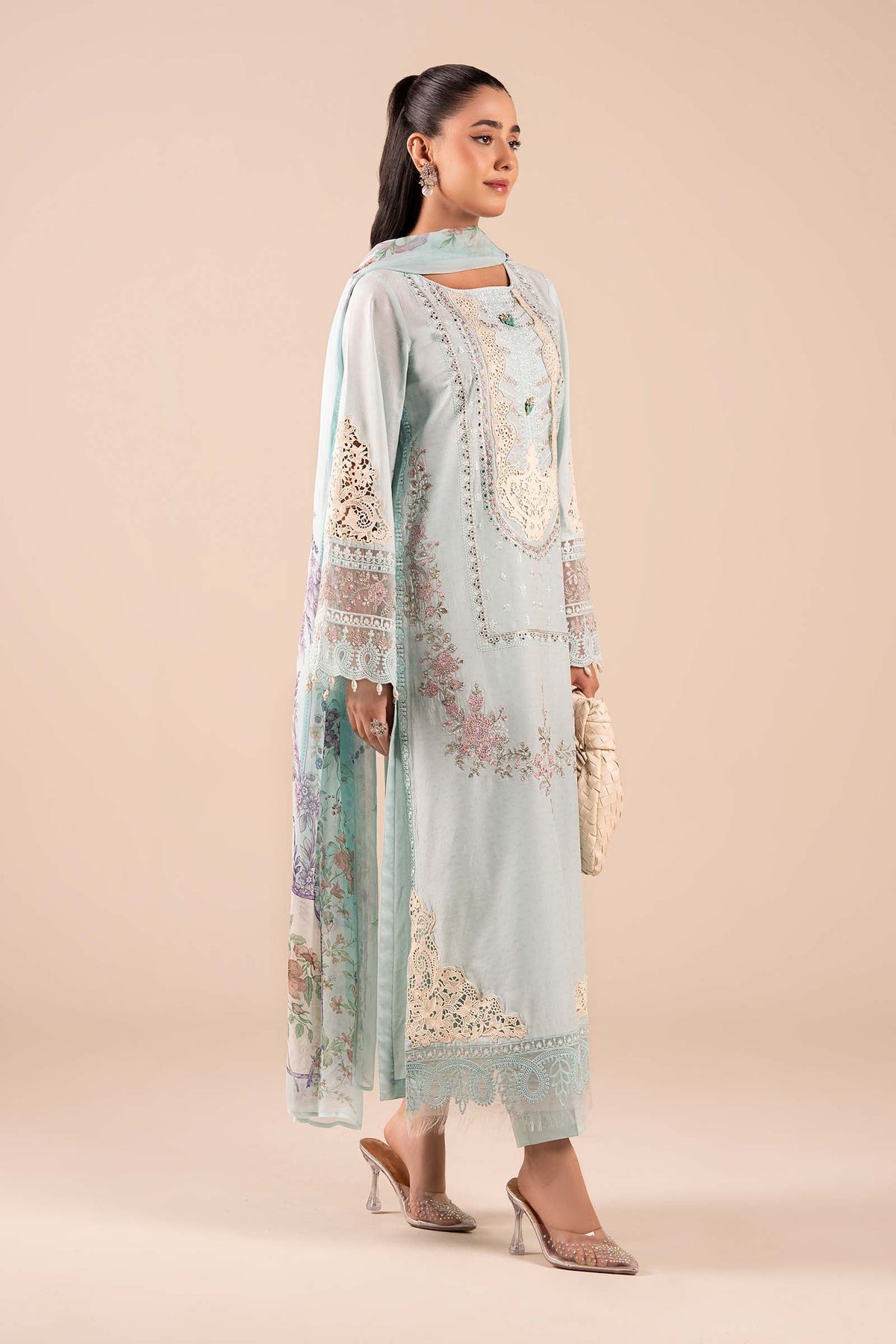 3 Piece Embroidered Dobby Suit