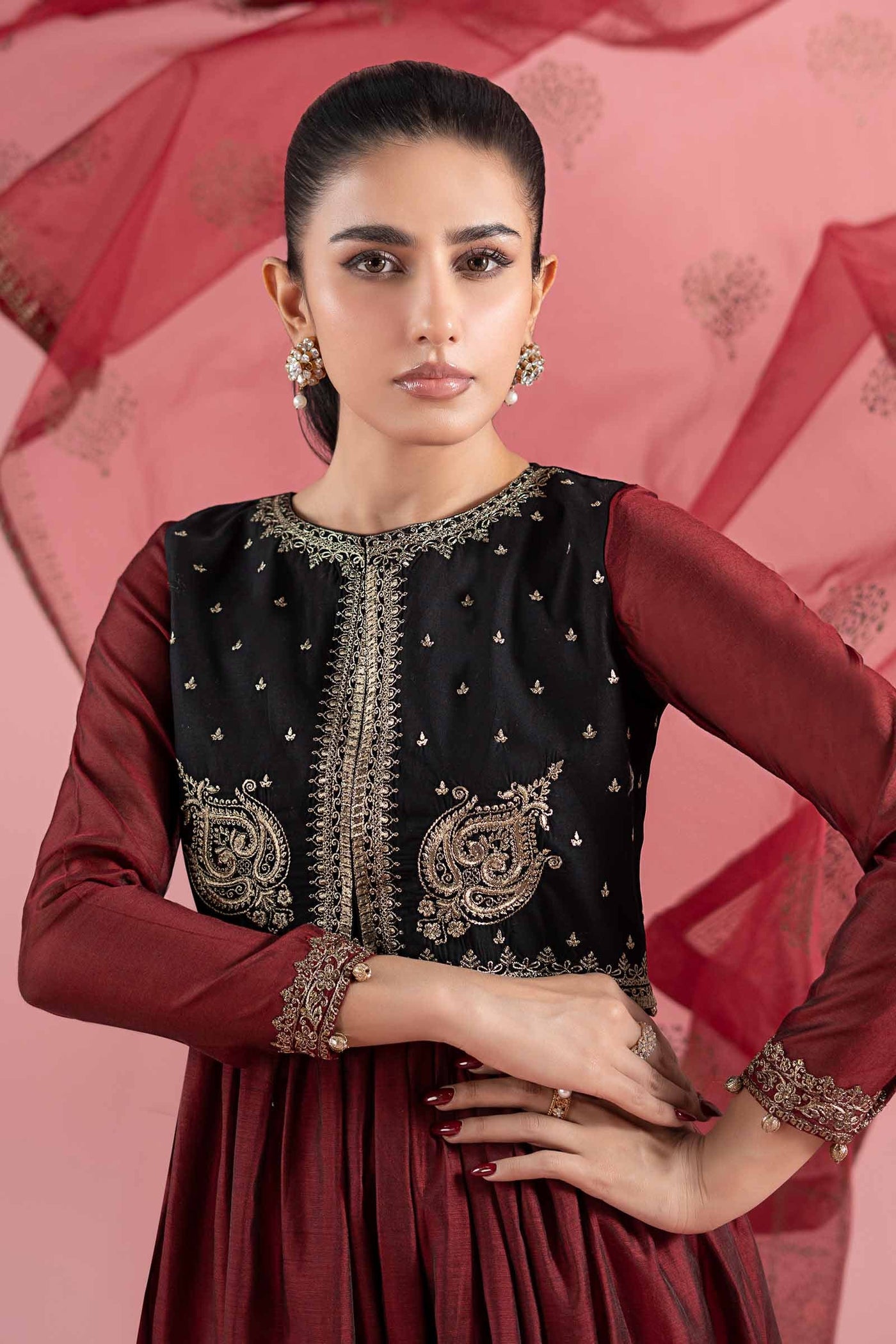 3 Piece Embroidered Paper Cotton Suit