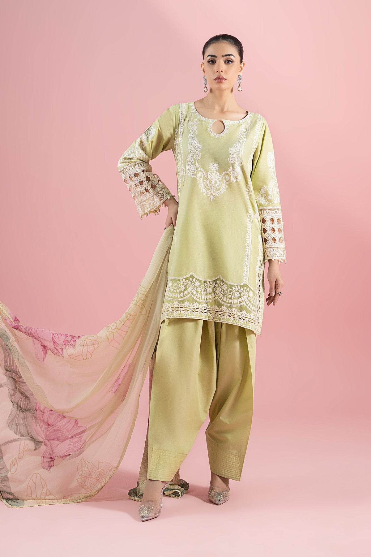 3 Piece Embroidered Dobby Suit