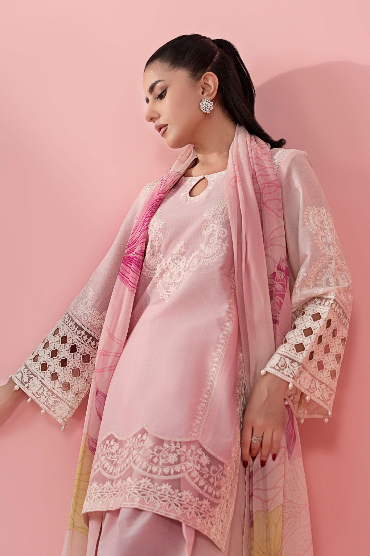 3 Piece Embroidered Dobby Suit