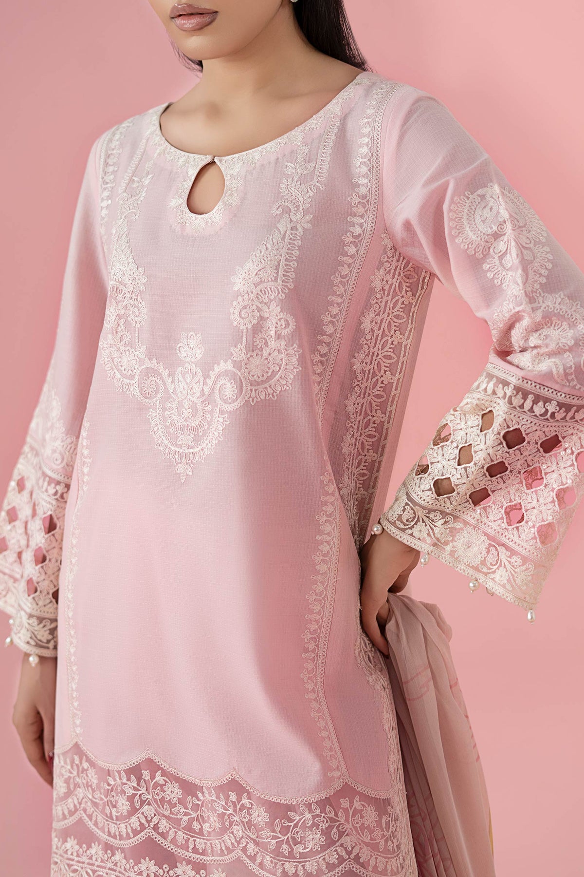 3 Piece Embroidered Dobby Suit