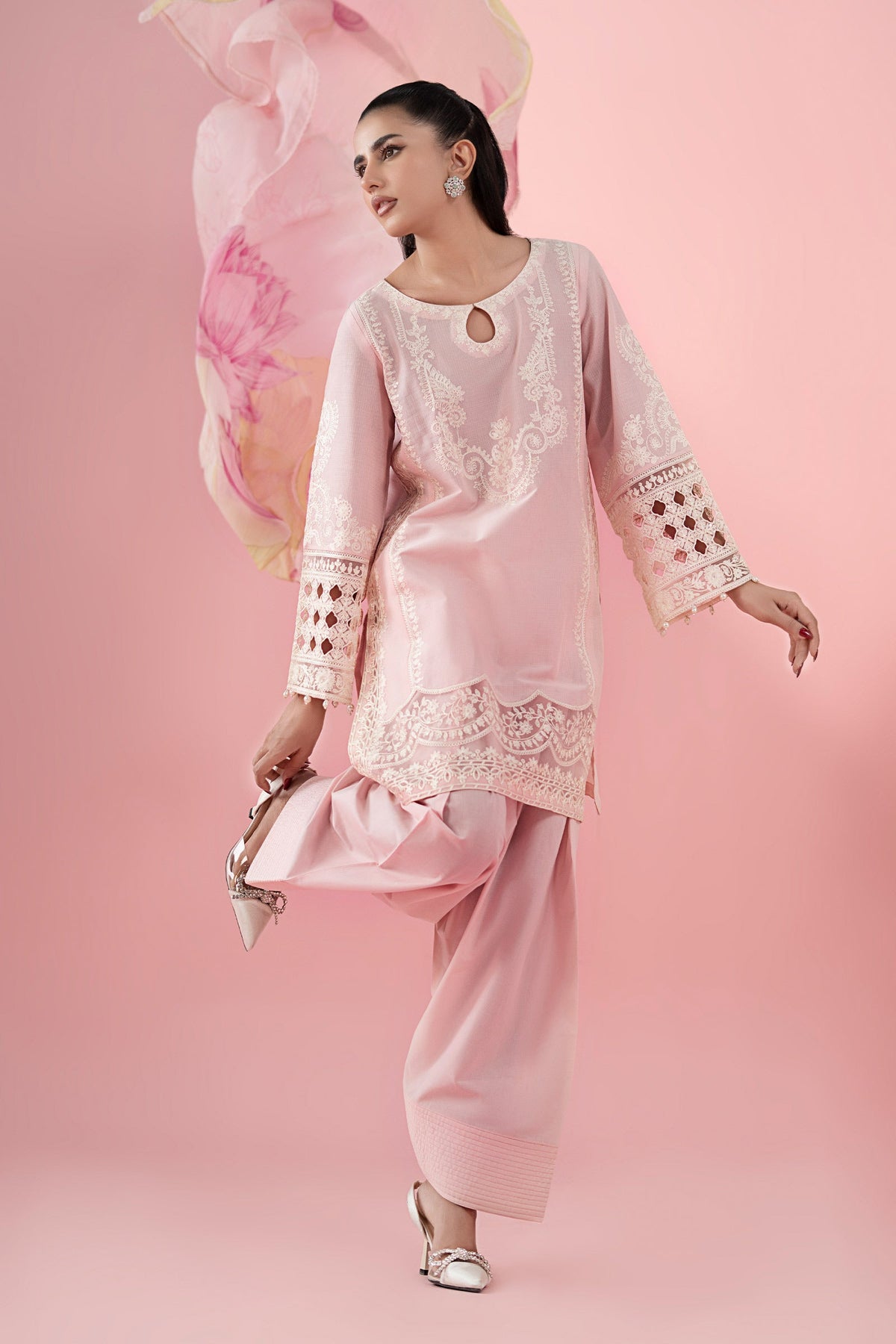 3 Piece Embroidered Dobby Suit