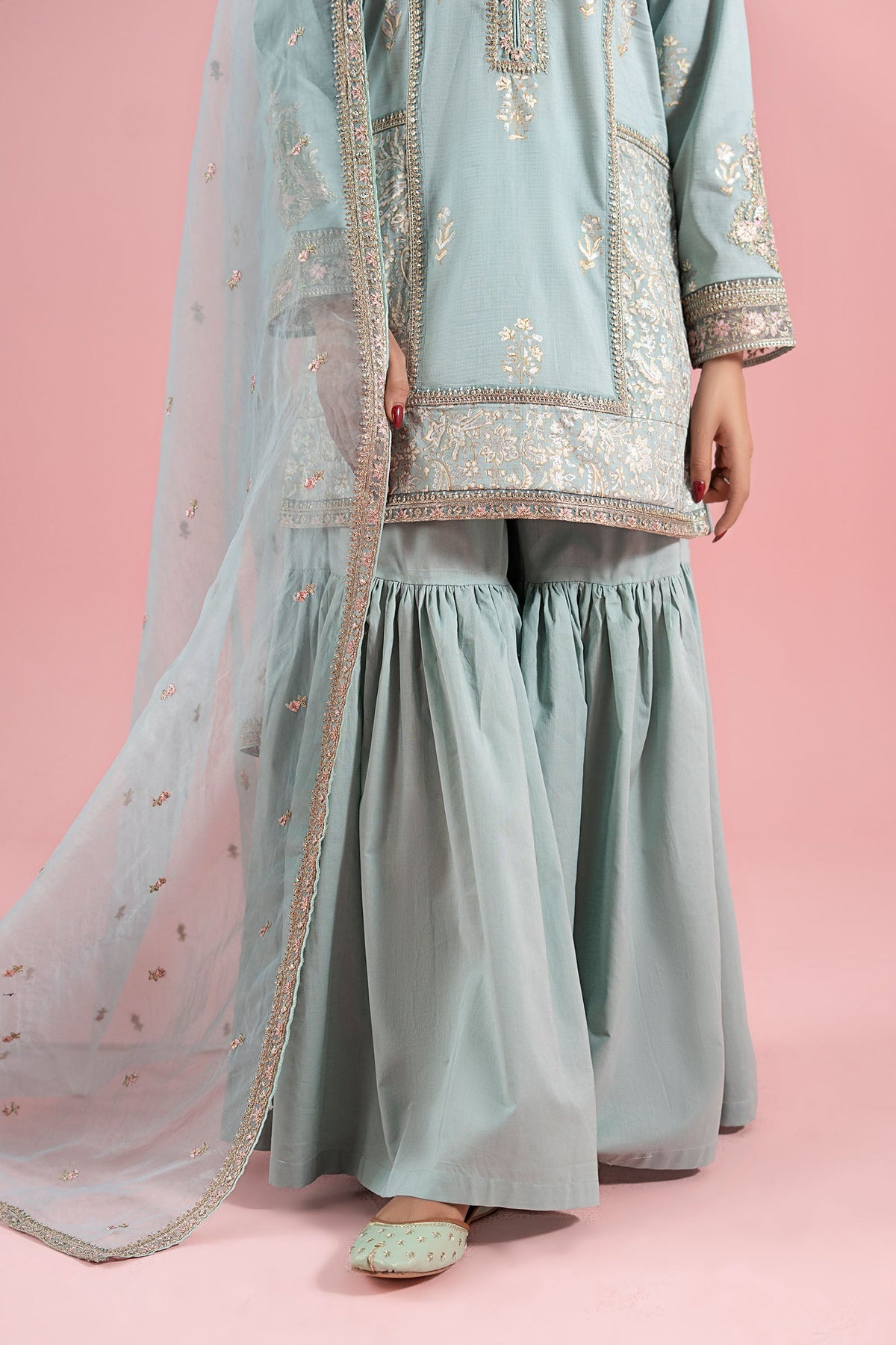 3 Piece Embroidered Dobby Suit