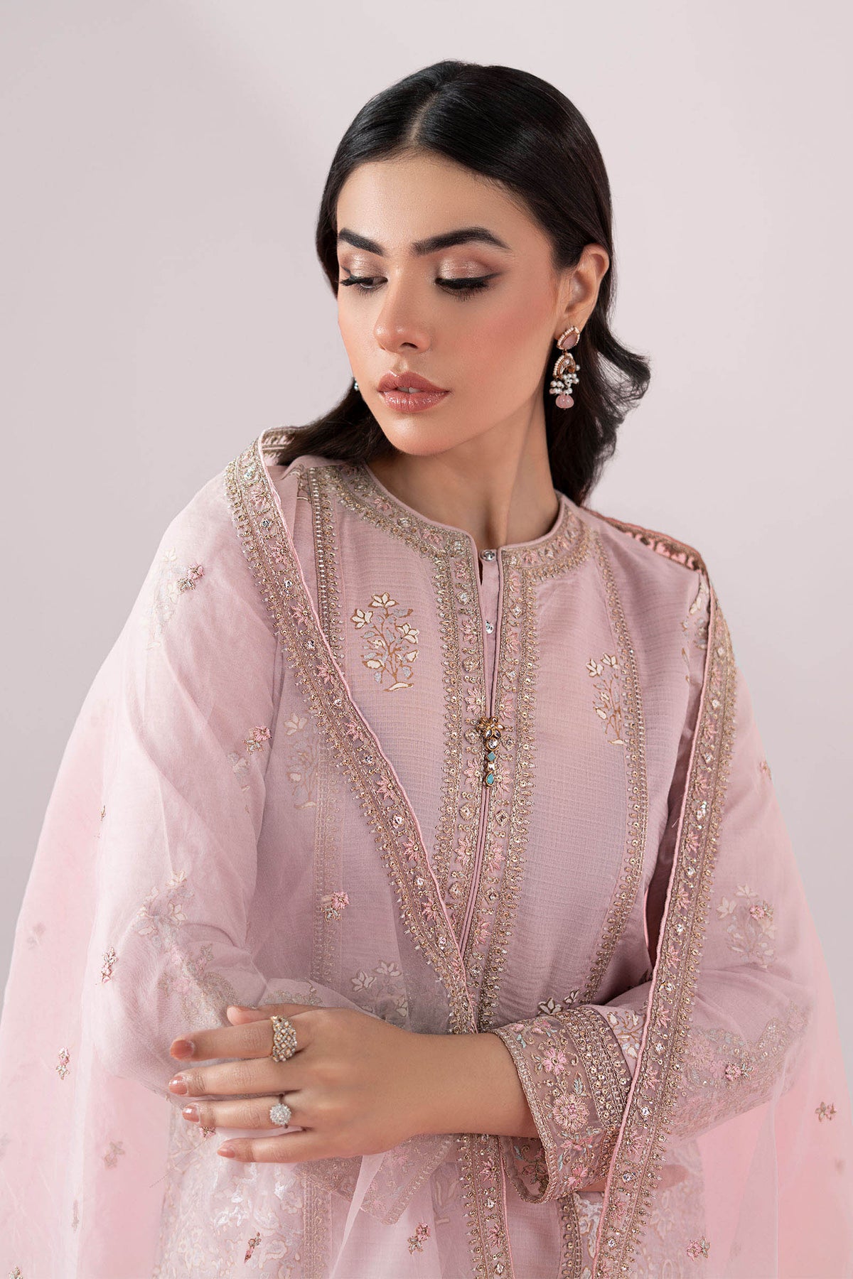 3 Piece Embroidered Dobby Suit