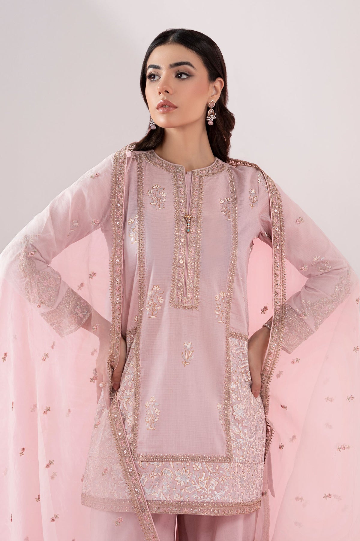 3 Piece Embroidered Dobby Suit