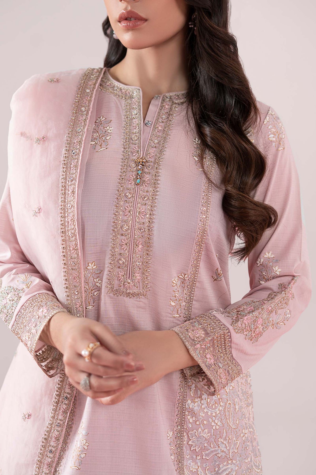 3 Piece Embroidered Dobby Suit