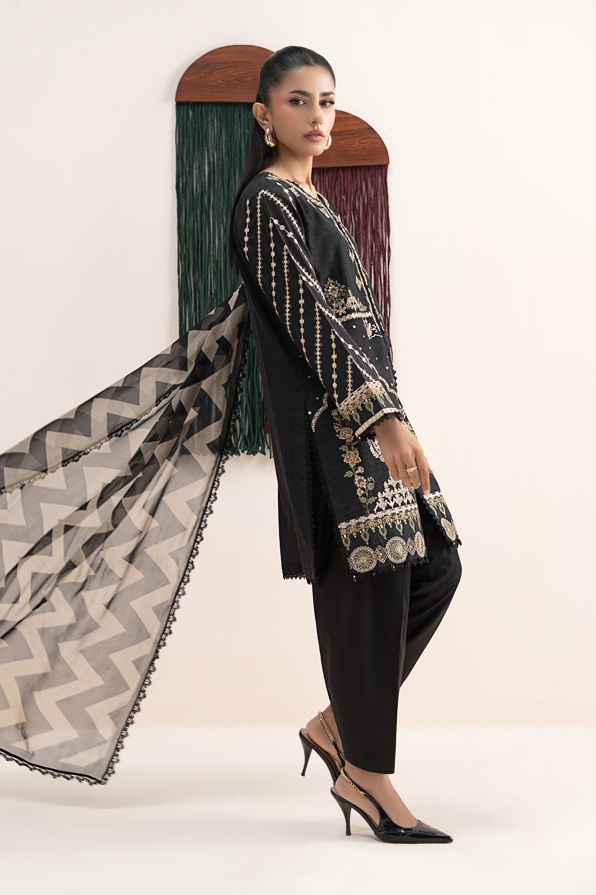 3 Piece Embroidered Dobby Lawn Suit
