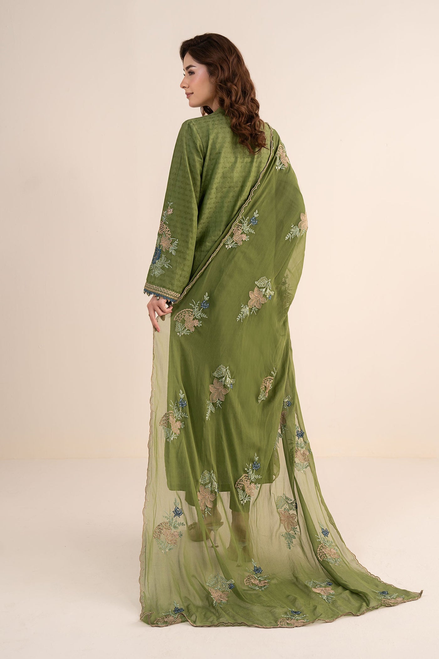 3 Piece Embroidered Dobby Jacquard Suit