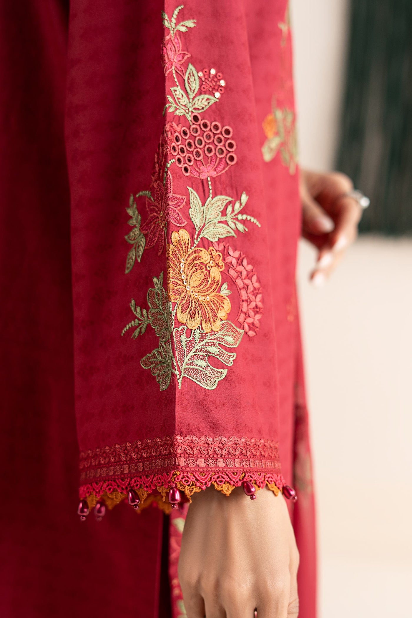 3 Piece Embroidered Dobby Jacquard Suit