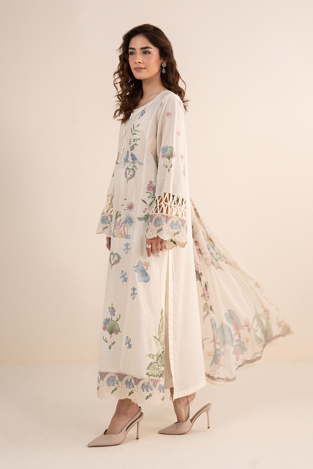 3 Piece Embroidered Dobby Lawn Suit