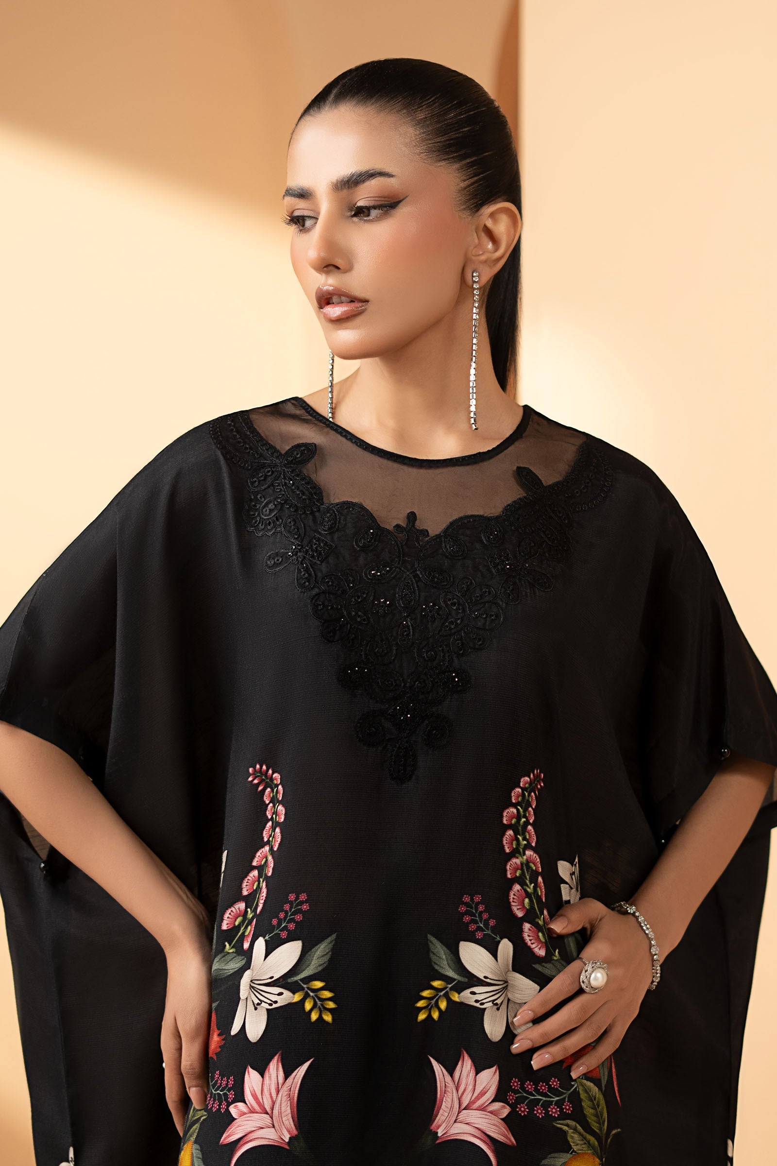 2 Piece Embroidered Raw Silk Suit