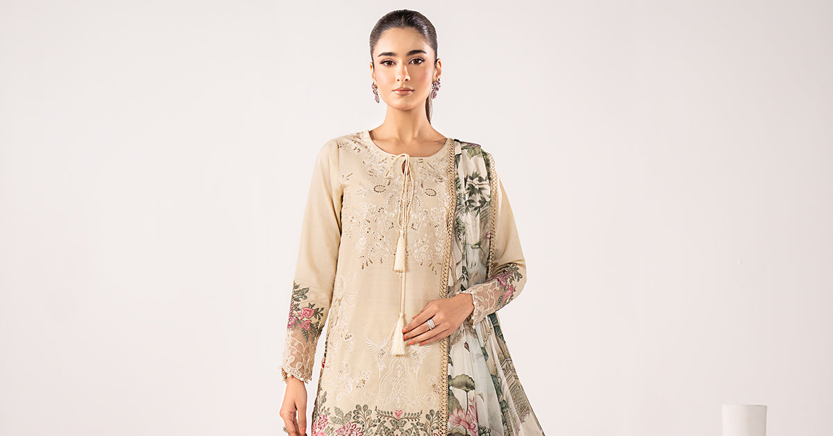 3 Piece Embroidered Dobby Lawn Suit