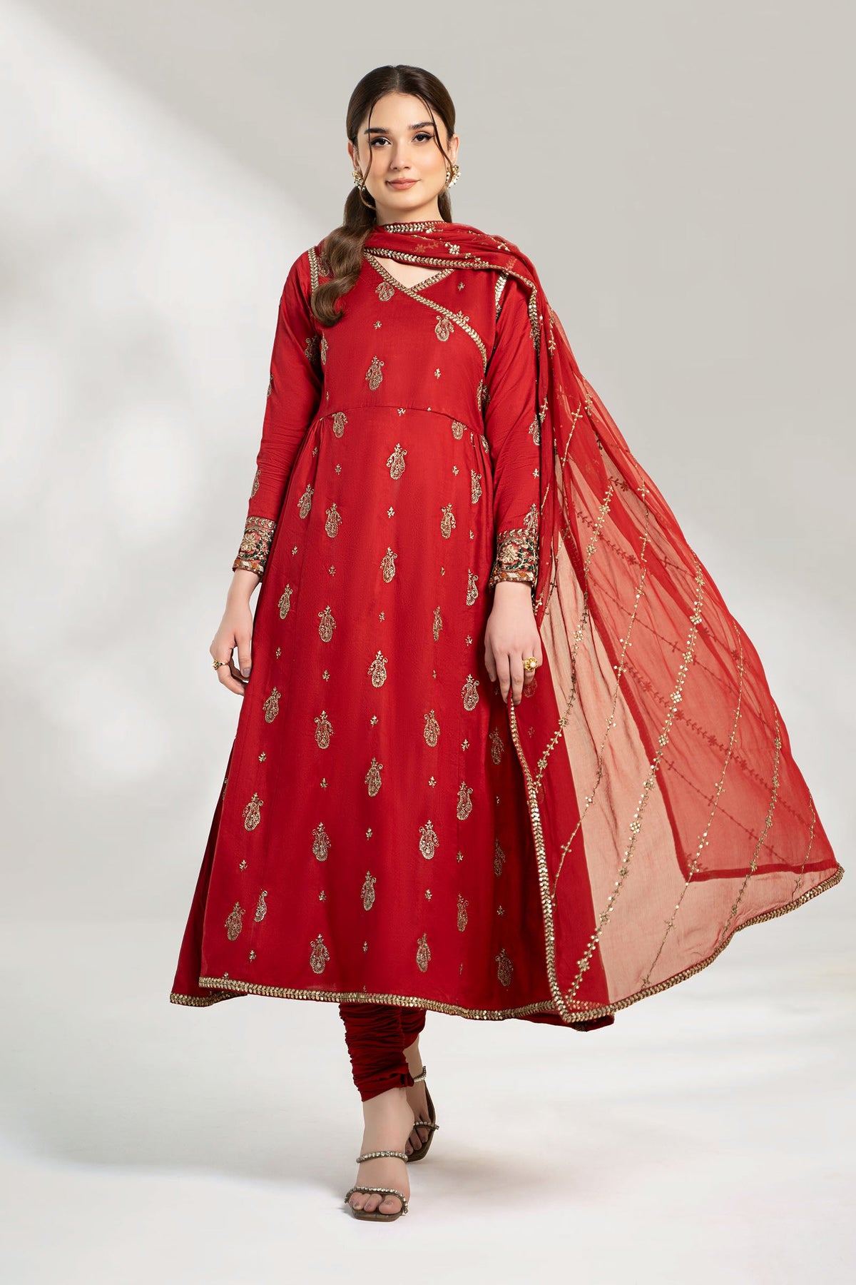 3 Piece Embroidered Cotton Net Suit