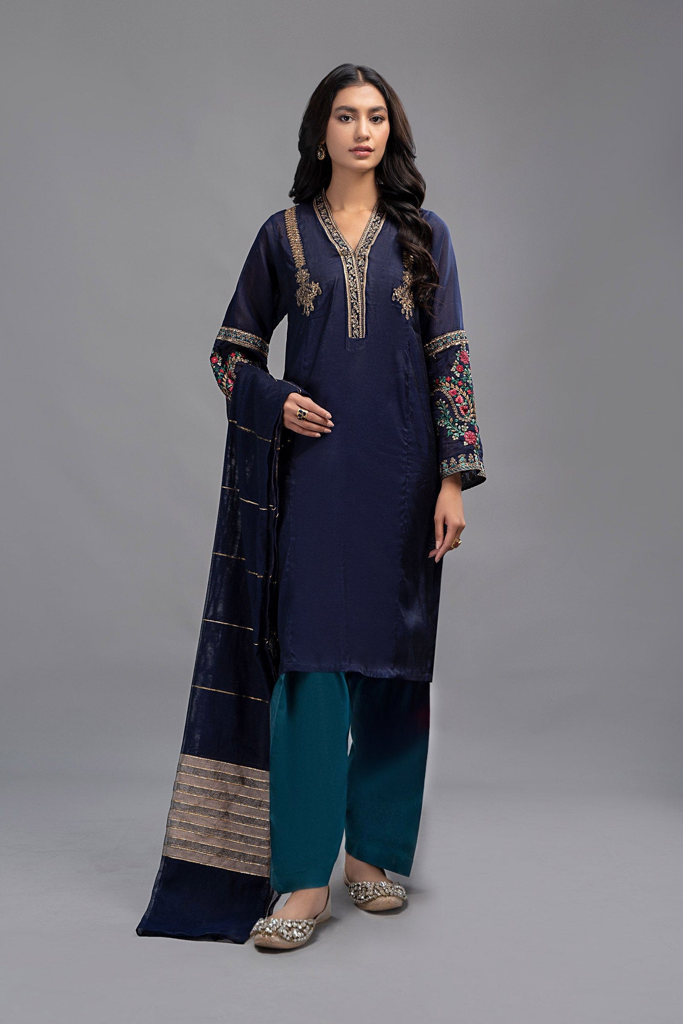 3 Piece Dyed Paper Cotton Suit