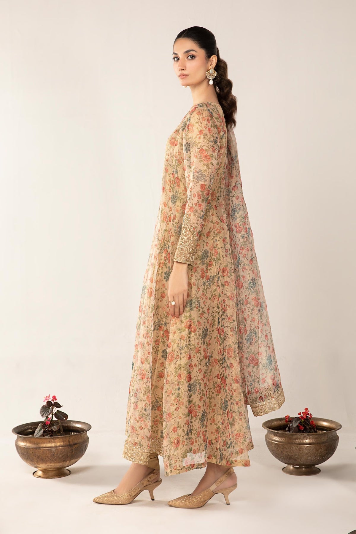 3 Piece Printed Organza Masoori Net Suit