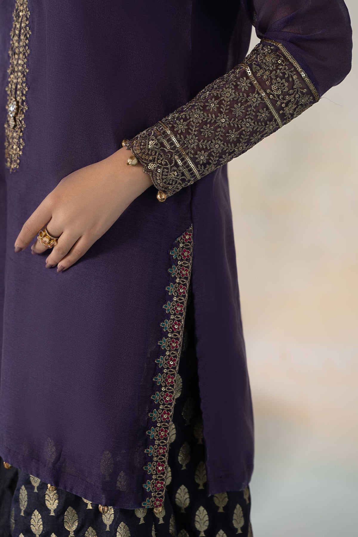 3 Piece Dyed Paper Cotton Suit