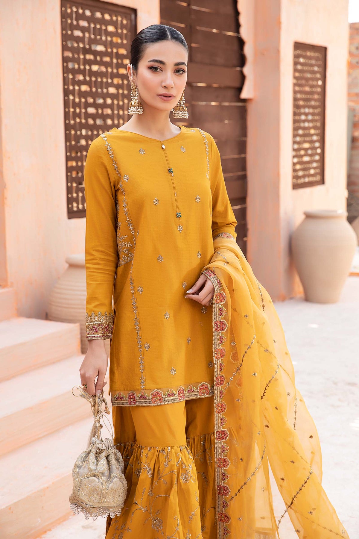 3 Piece Embroidered Dobby Suit