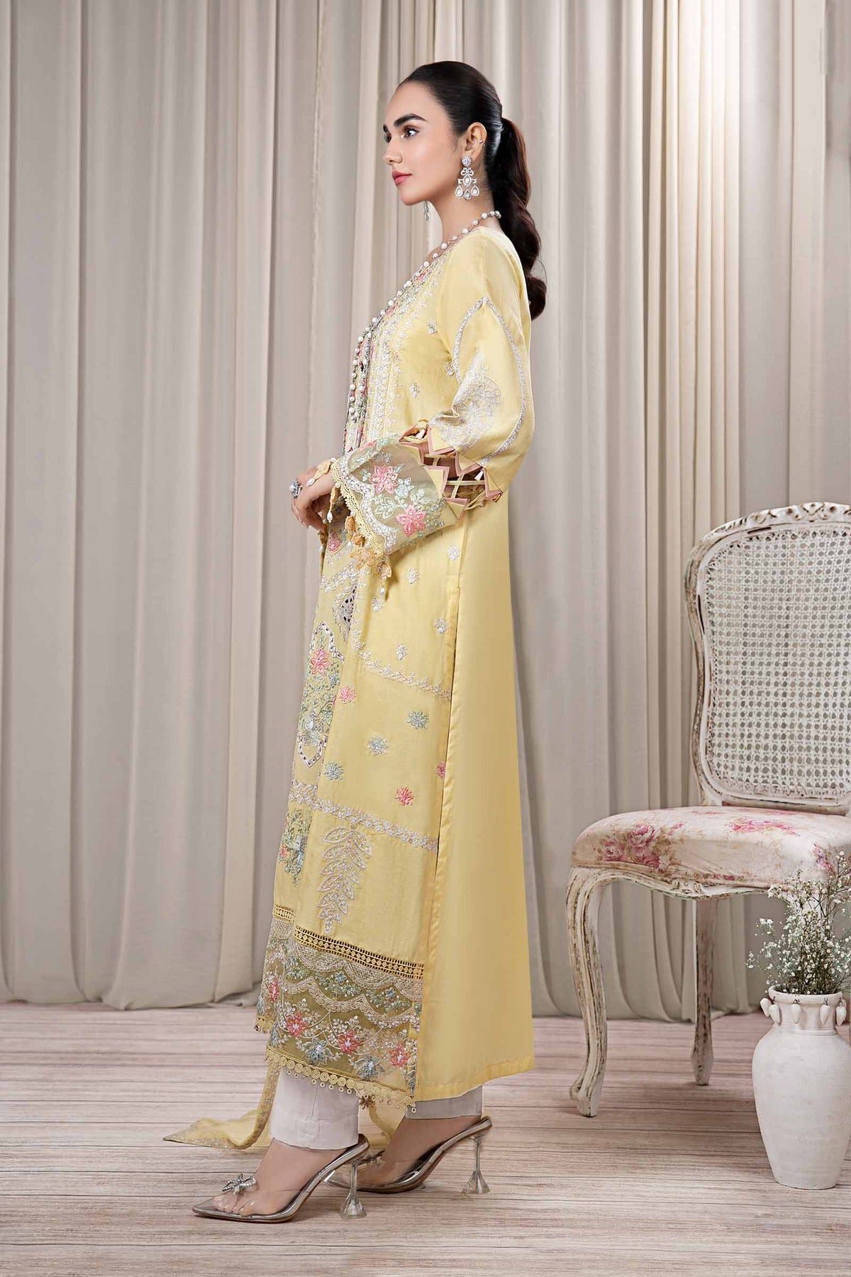 3 Piece Embroidered Self Jacquard Suit