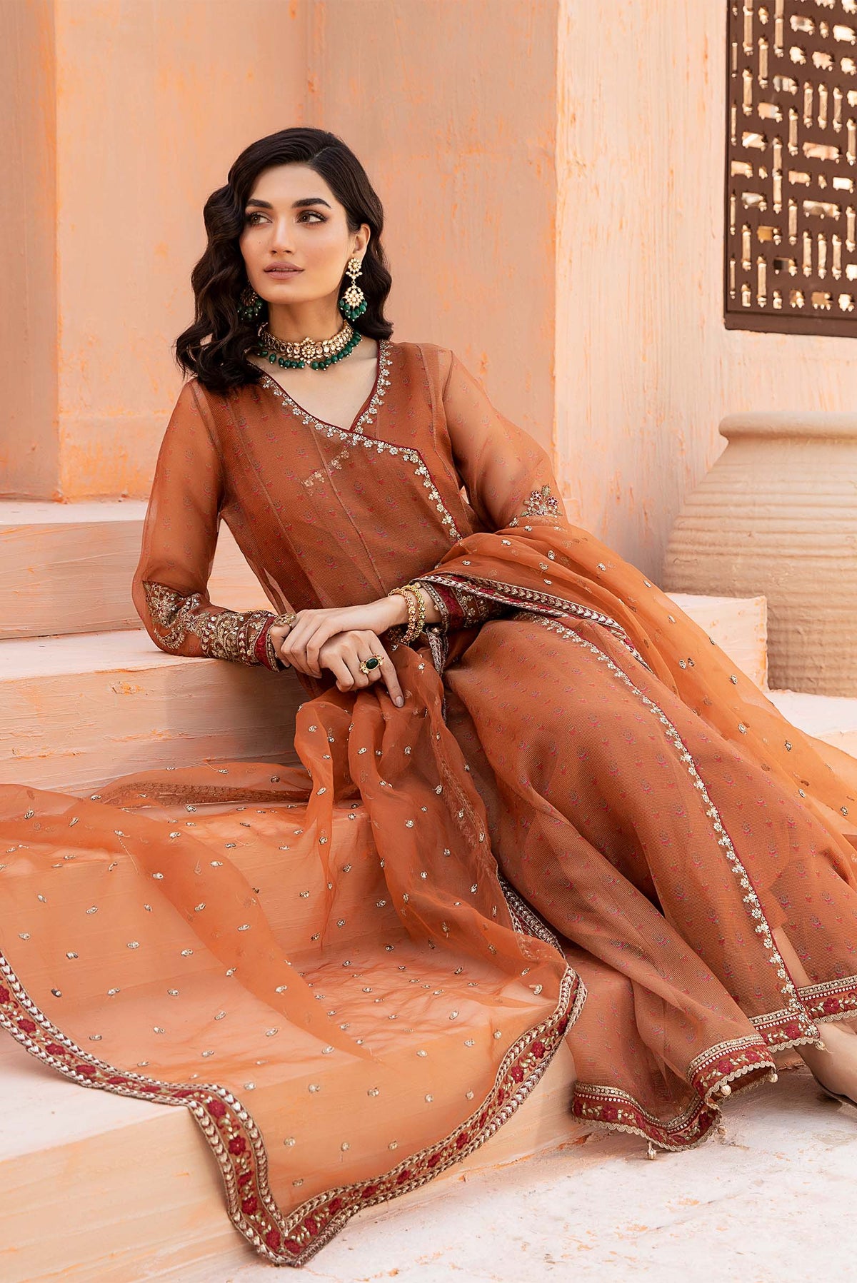 3 Piece Embroidered Net Organza Suit
