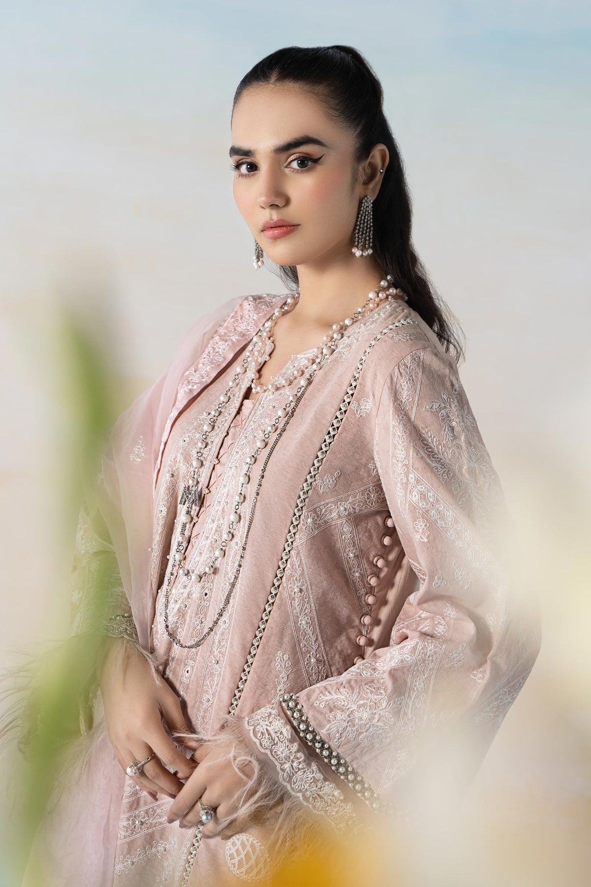 3 Piece Embroidered Self Jacquard Suit
