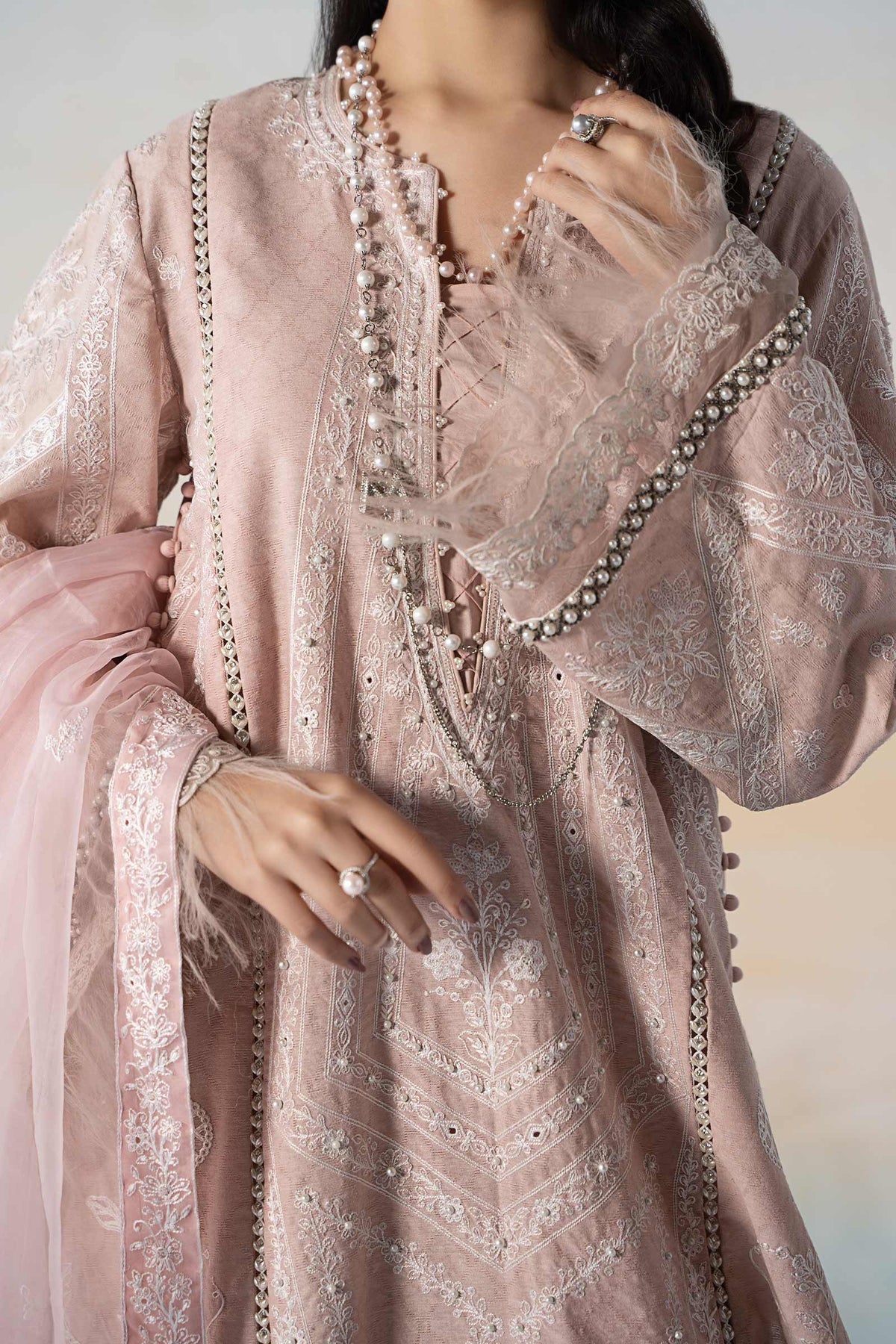 3 Piece Embroidered Self Jacquard Suit