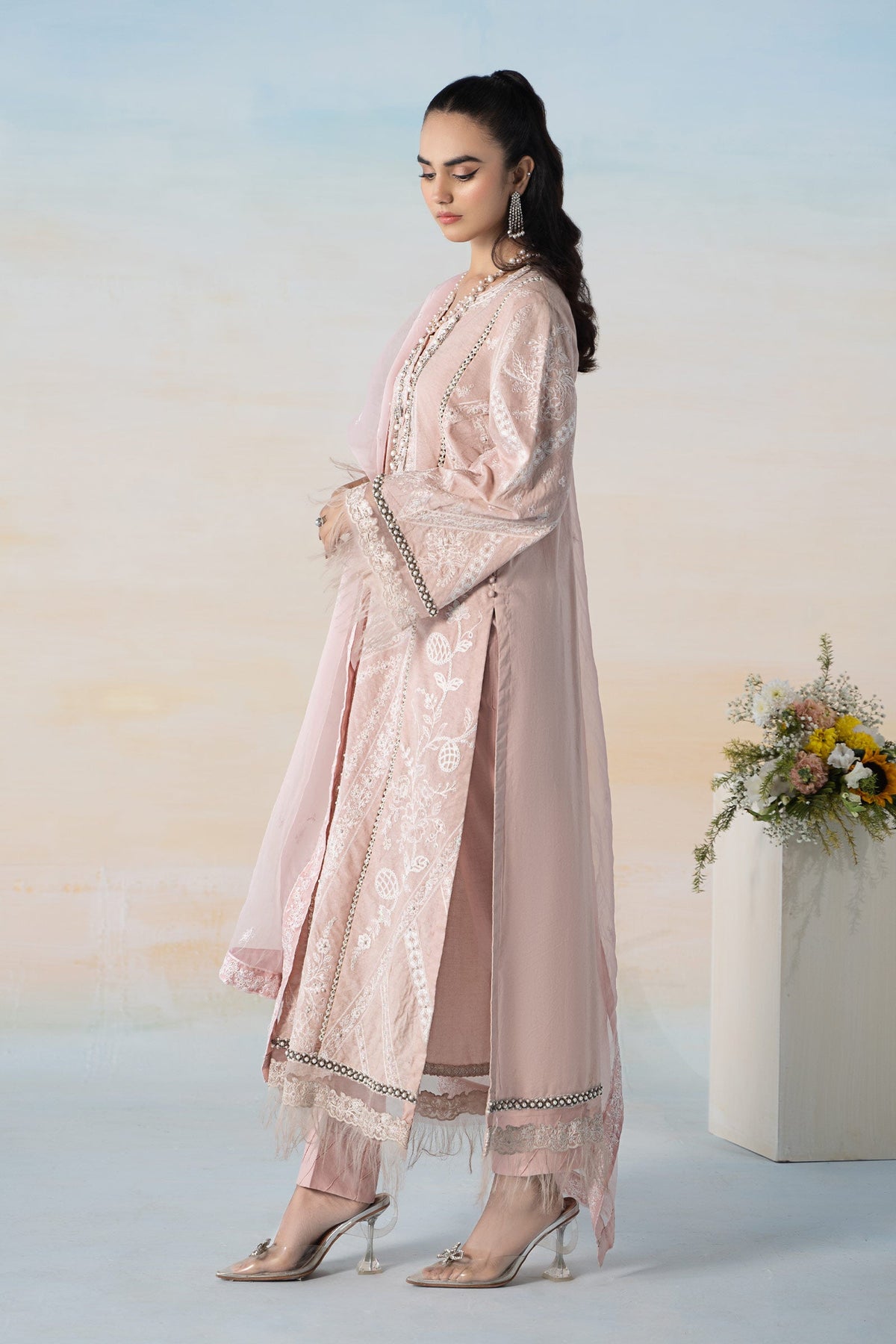 3 Piece Embroidered Self Jacquard Suit