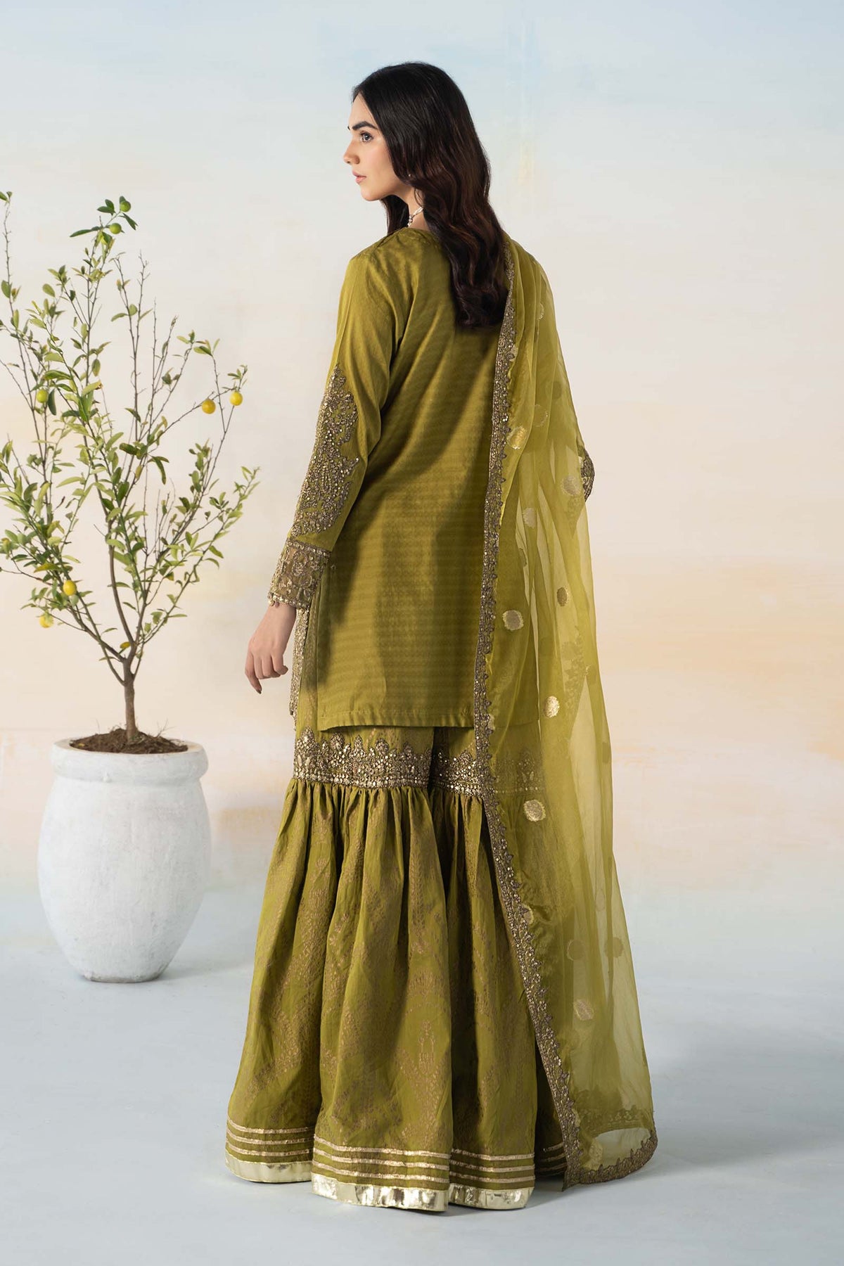 3 Piece Embroidered Dobby Suit