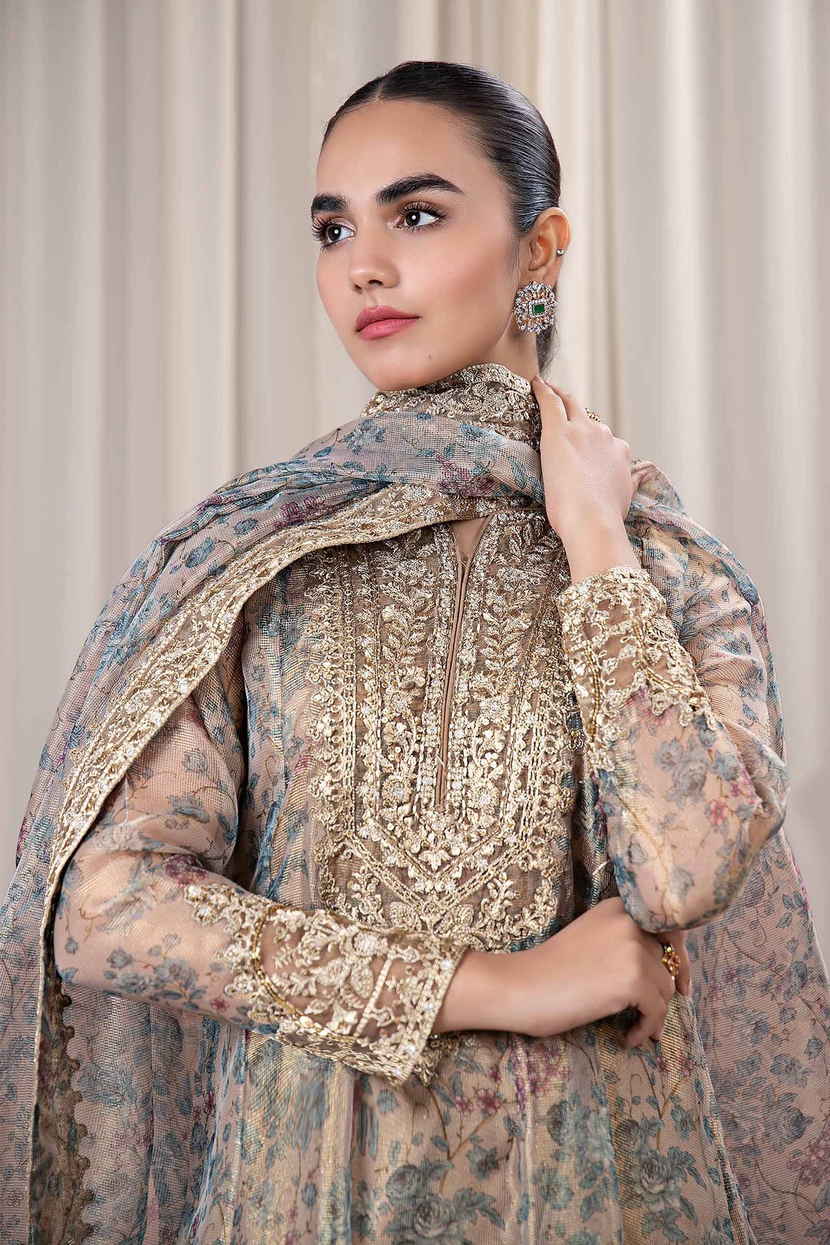 3 Piece Printed Organza Masoori Net Suit